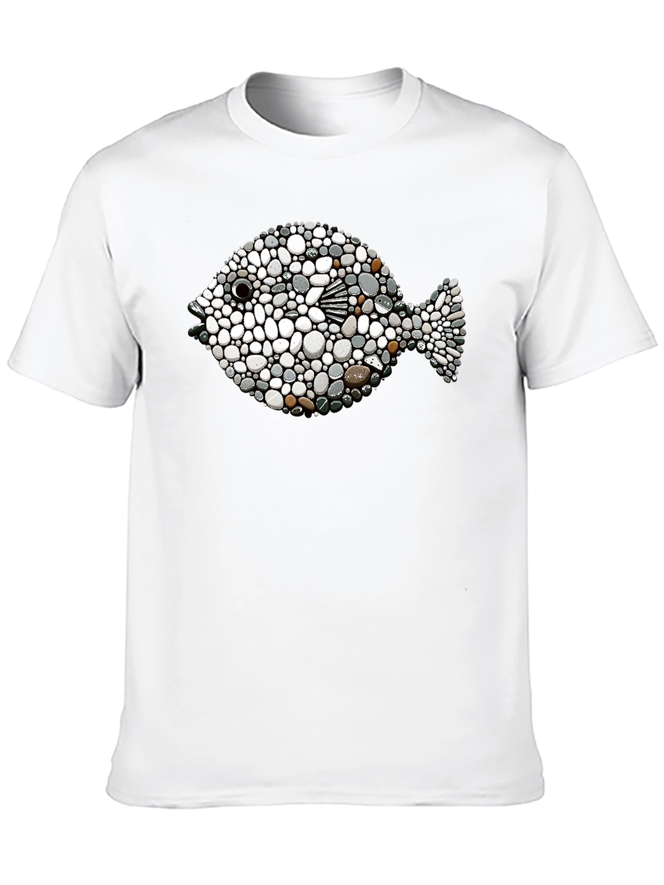 Stone Pebble Fish Graphic Tee - Black