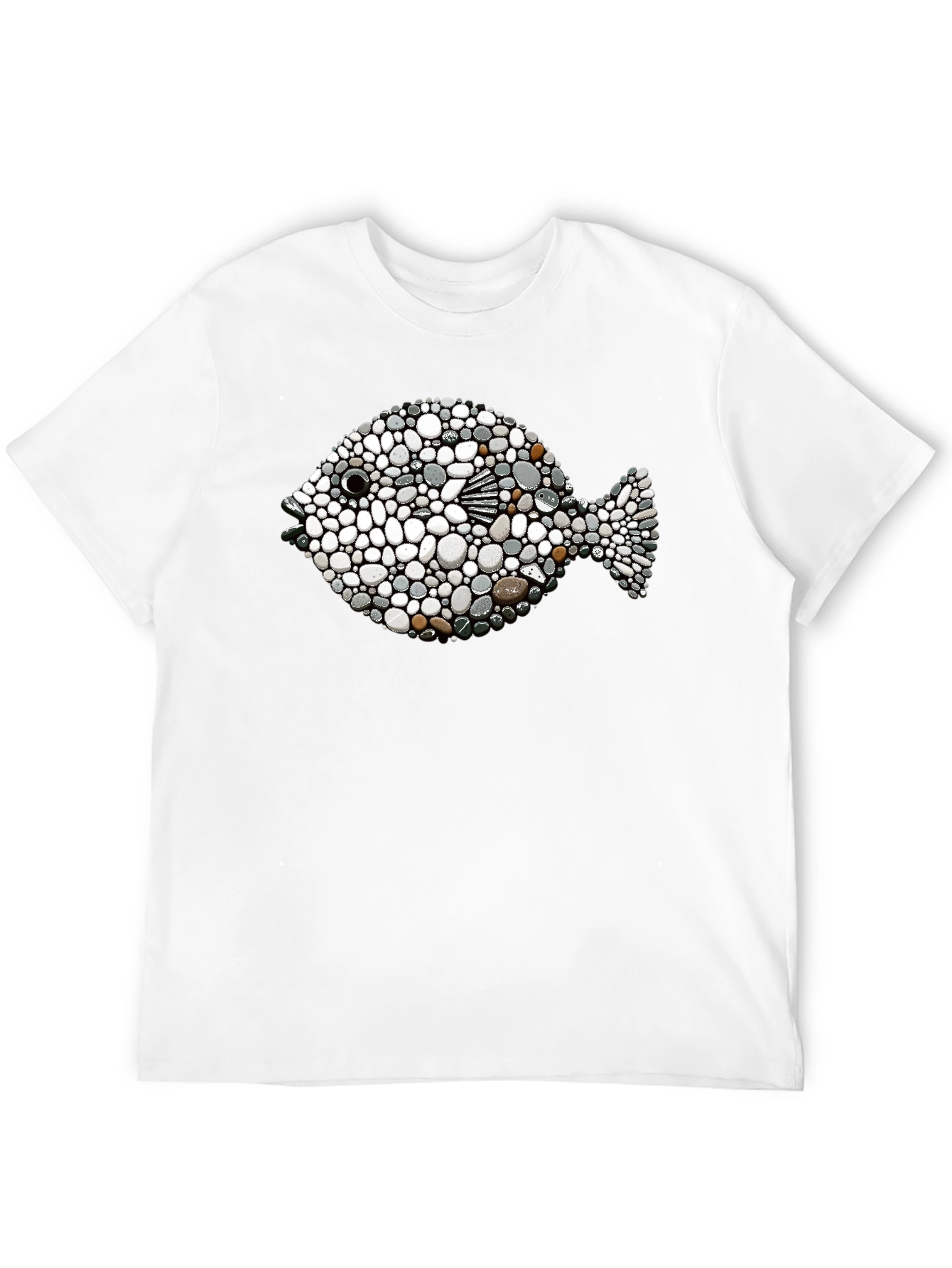 Stone Pebble Fish Graphic Tee - Black