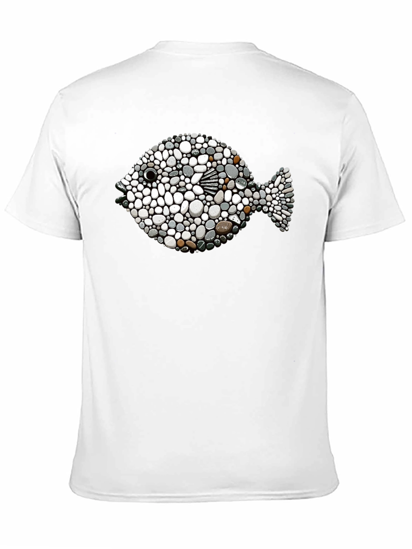 Stone Pebble Fish Graphic Tee - Black