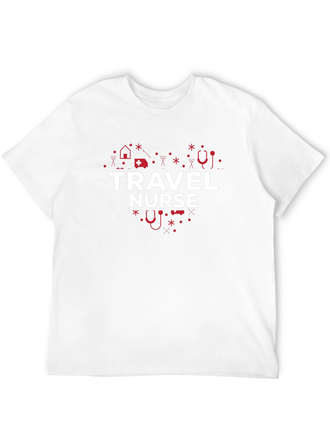 Travel Nurse Heart Graphic Tee - Black Cotton T-Shirt