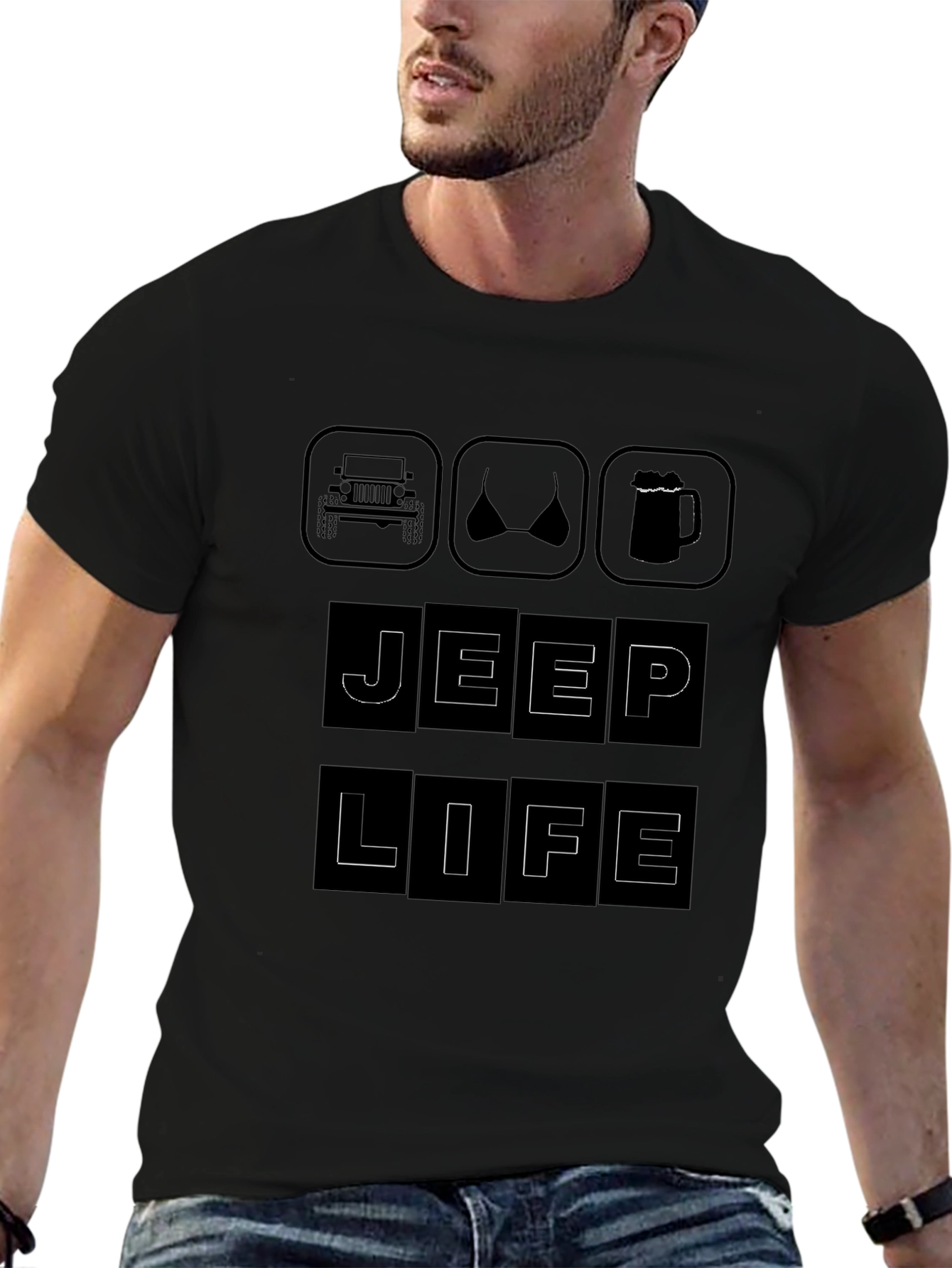 Jeep Life T-Shirt - Car Bikini Beer Design