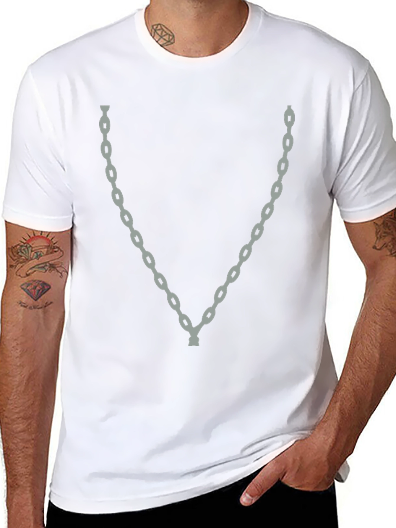 Chain Graphic Black T-Shirt - Casual Style