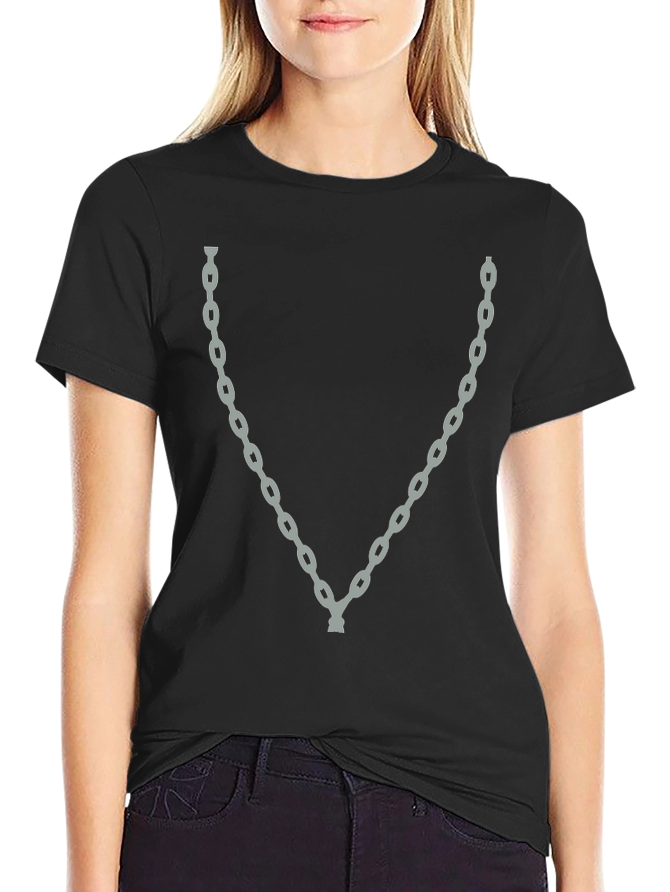 Chain Graphic Black T-Shirt - Casual Style