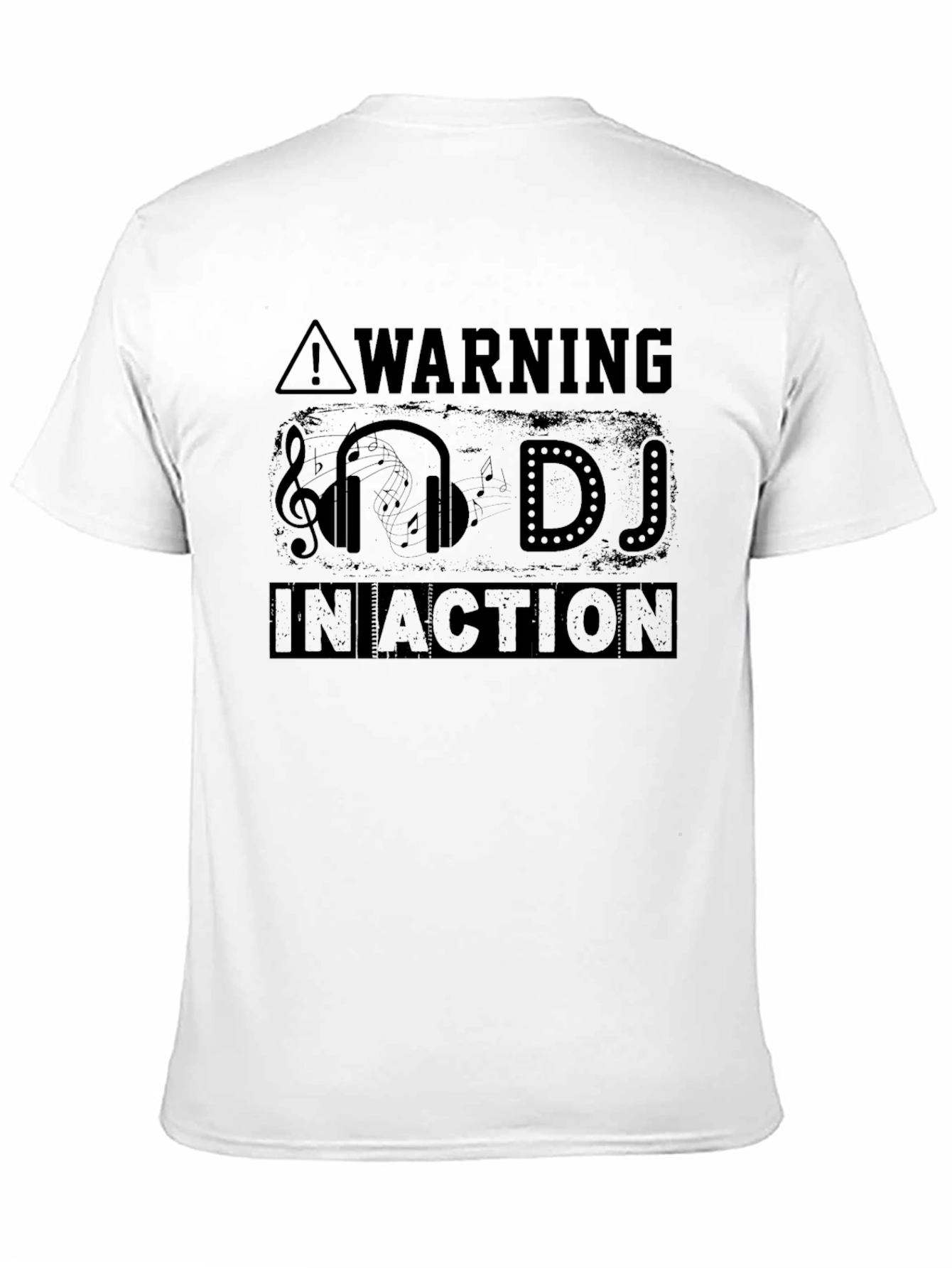 Warning DJ in Action Black Graphic T-Shirt