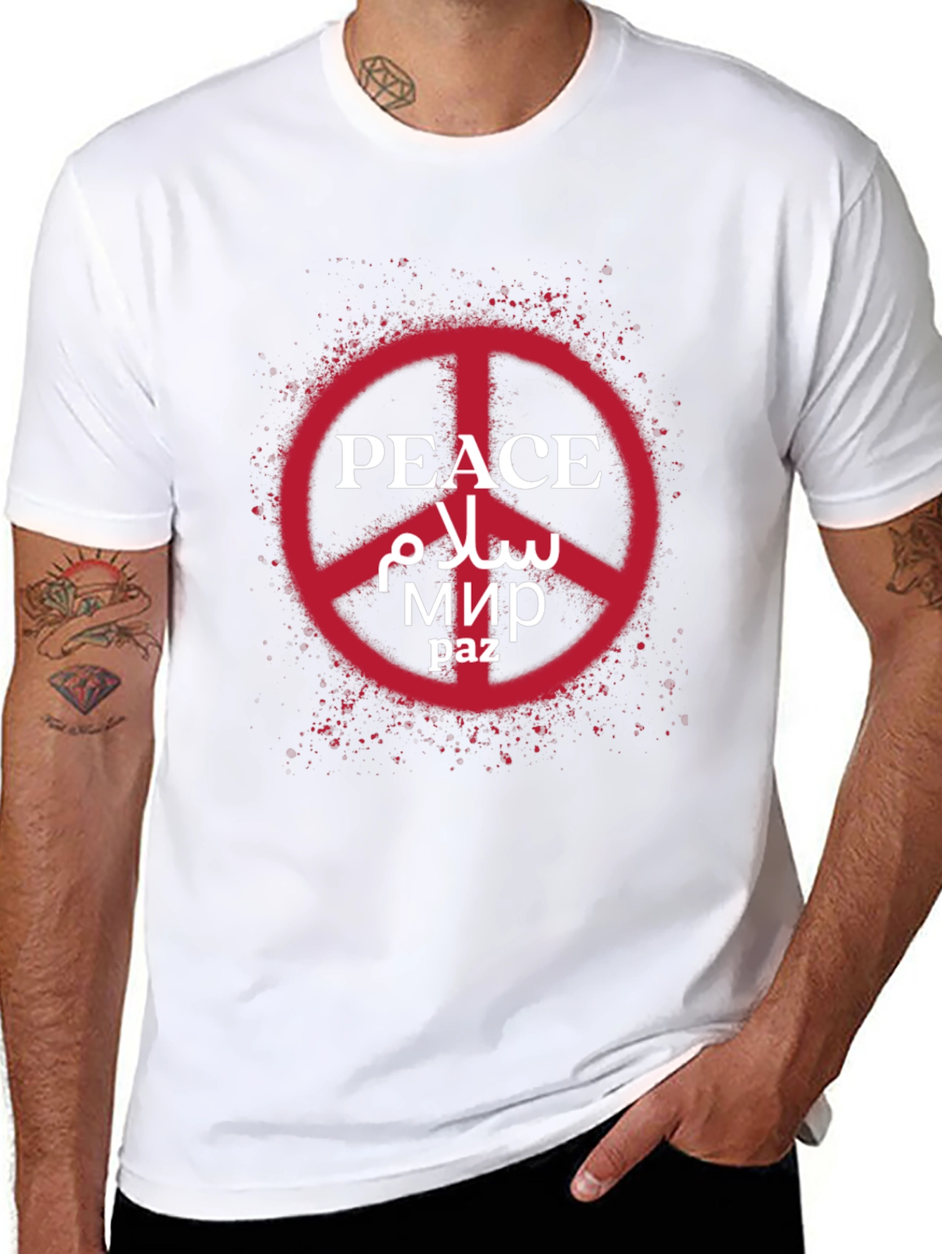 Peace Symbol T-Shirt: Multi-Language Peace Design