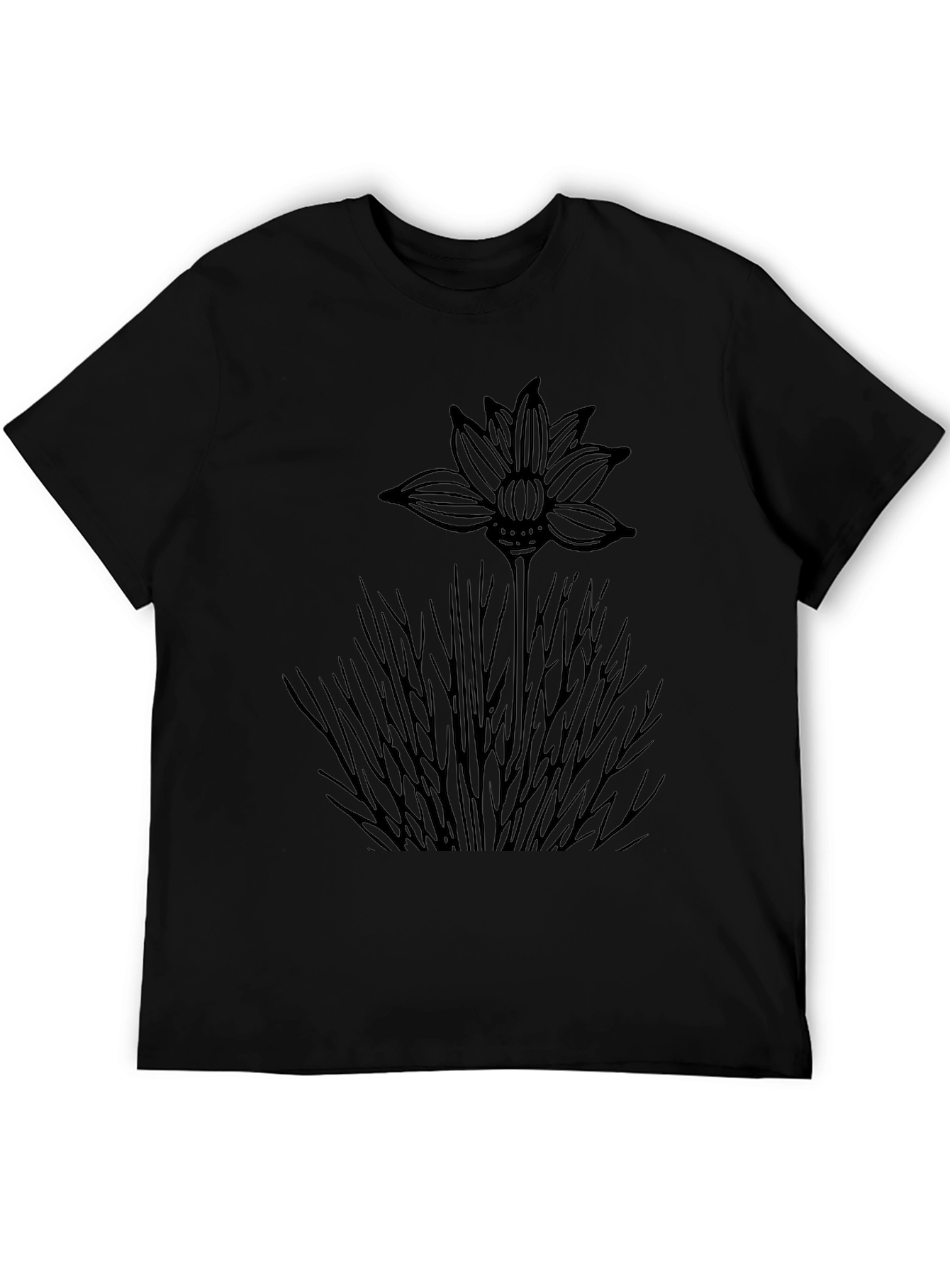 Black Floral Graphic Tee for Men