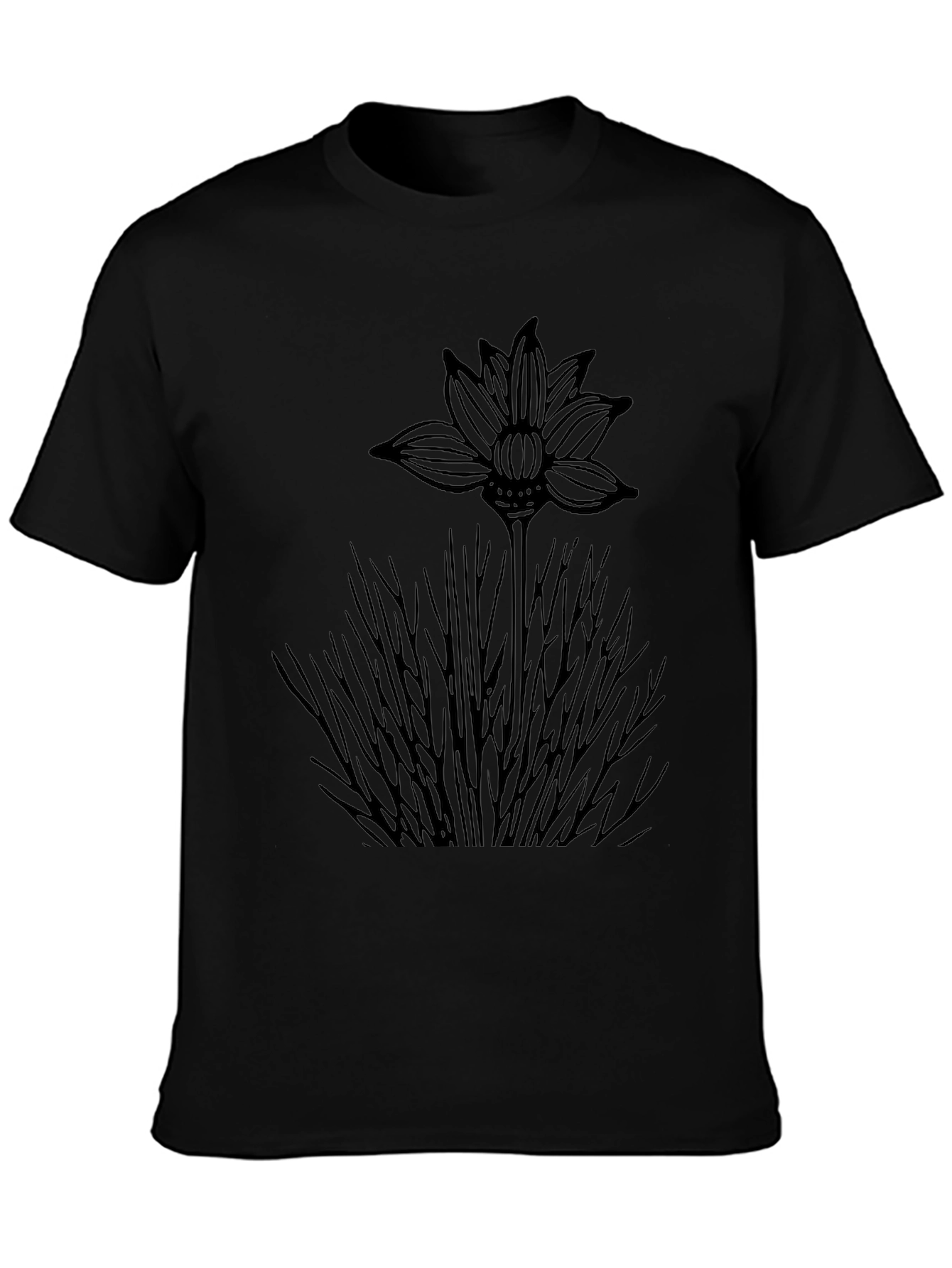 Black Floral Graphic Tee for Men