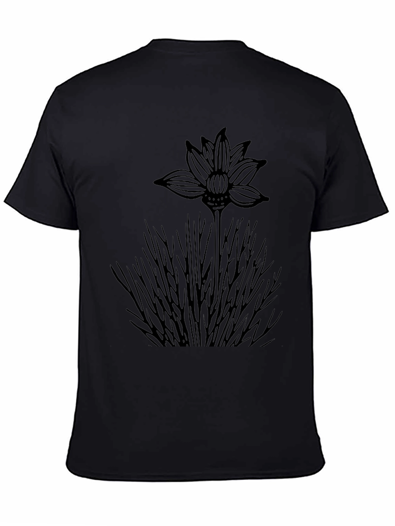 Black Floral Graphic Tee for Men