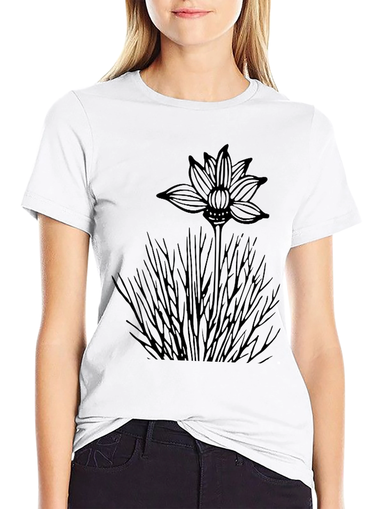 Black Floral Graphic Tee for Men