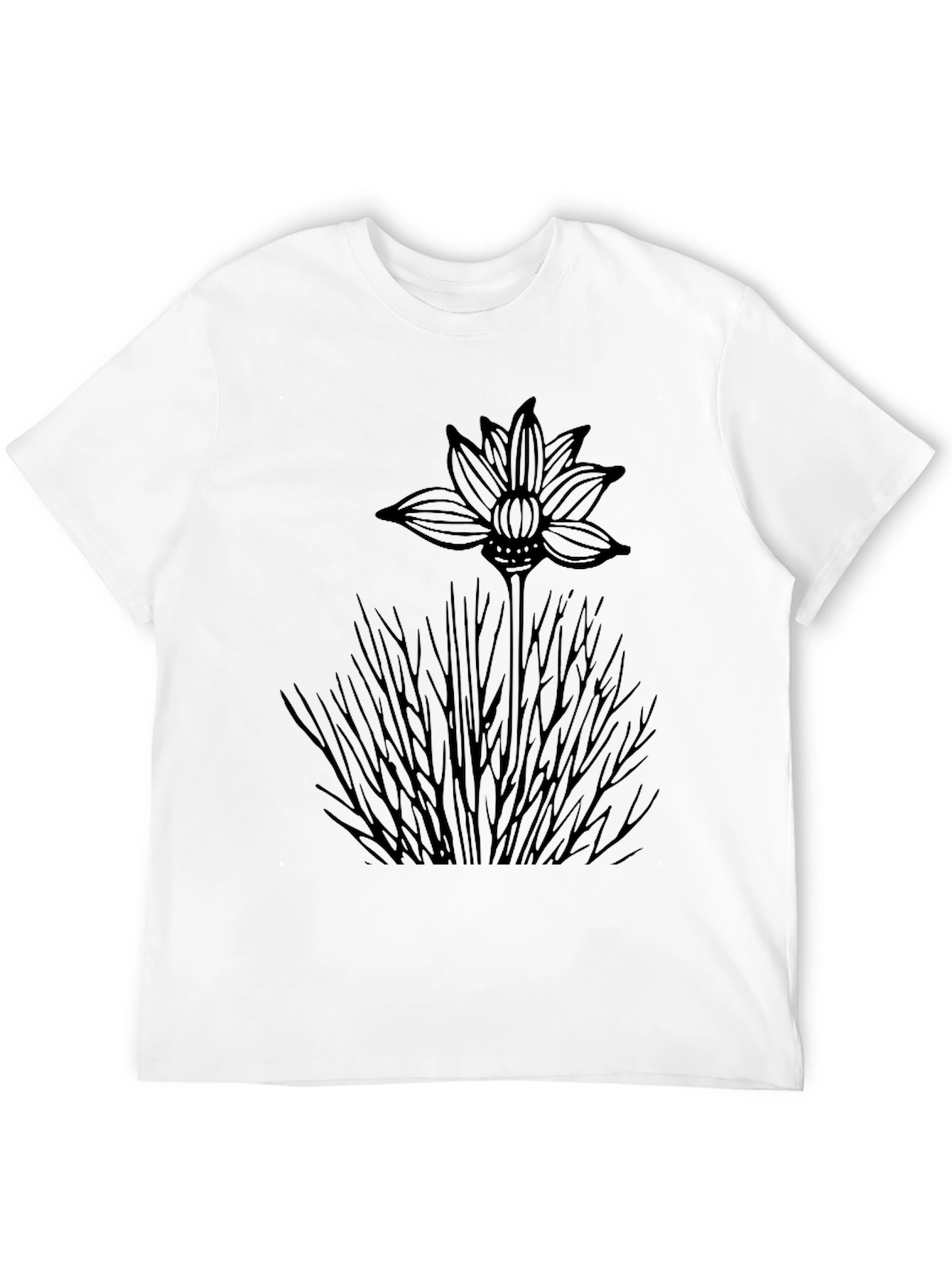 Black Floral Graphic Tee for Men