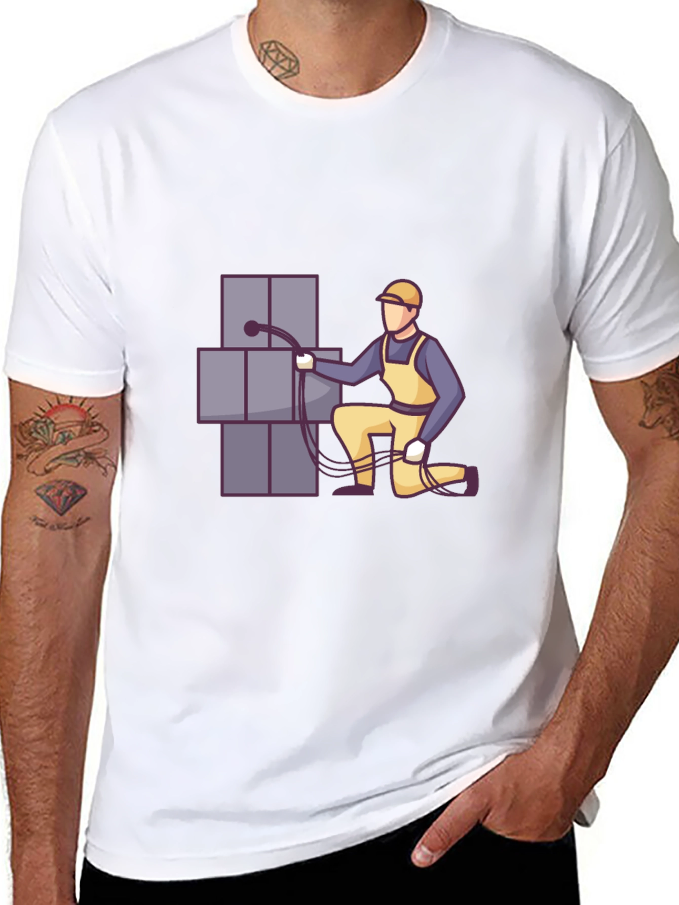 Electrician Graphic Tee - Black Cotton T-Shirt