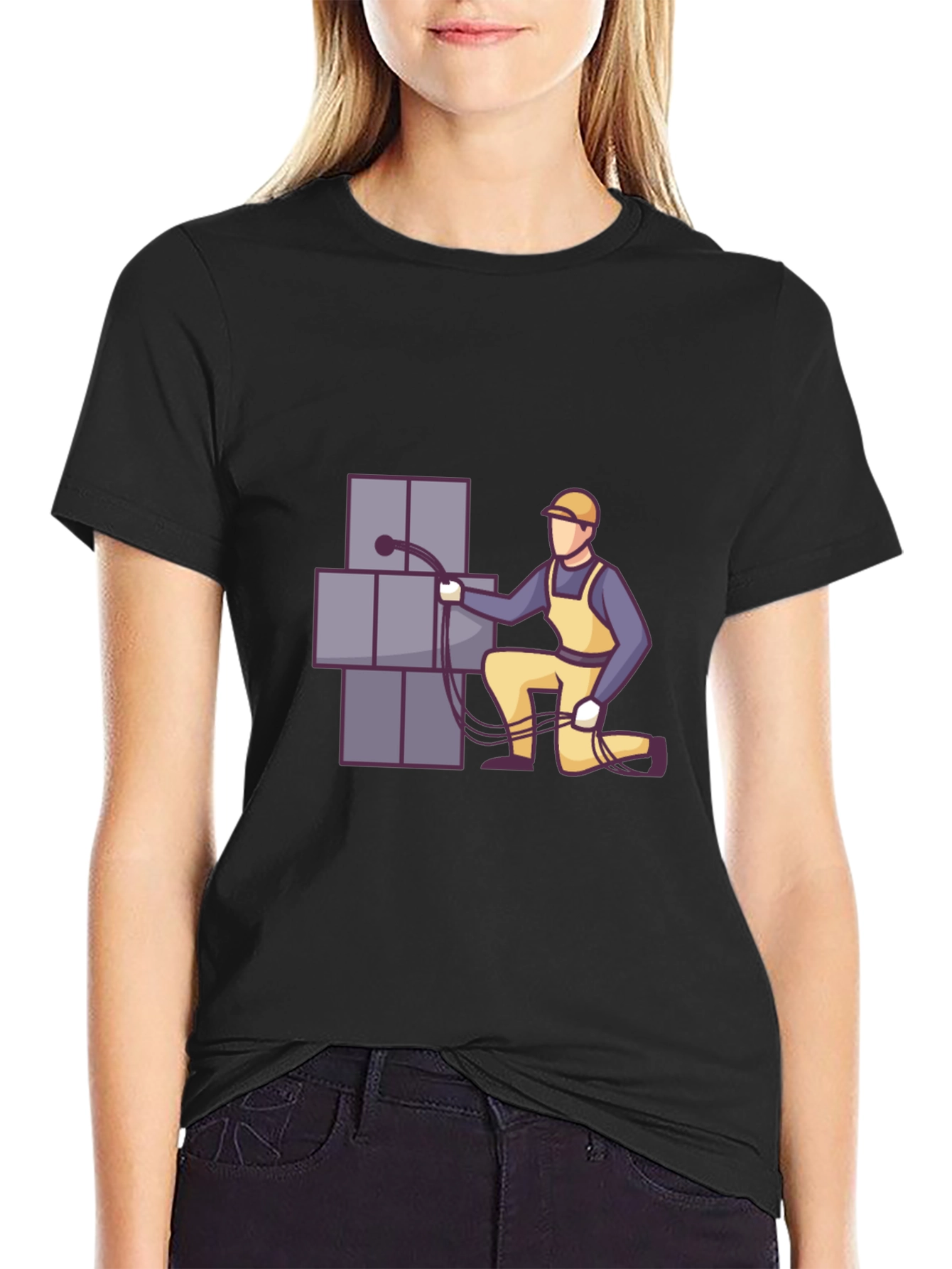 Electrician Graphic Tee - Black Cotton T-Shirt