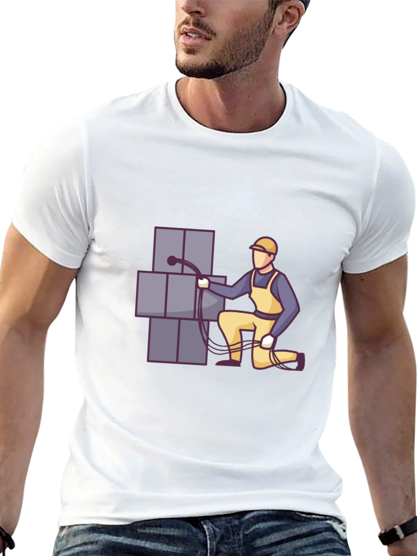 Electrician Graphic Tee - Black Cotton T-Shirt