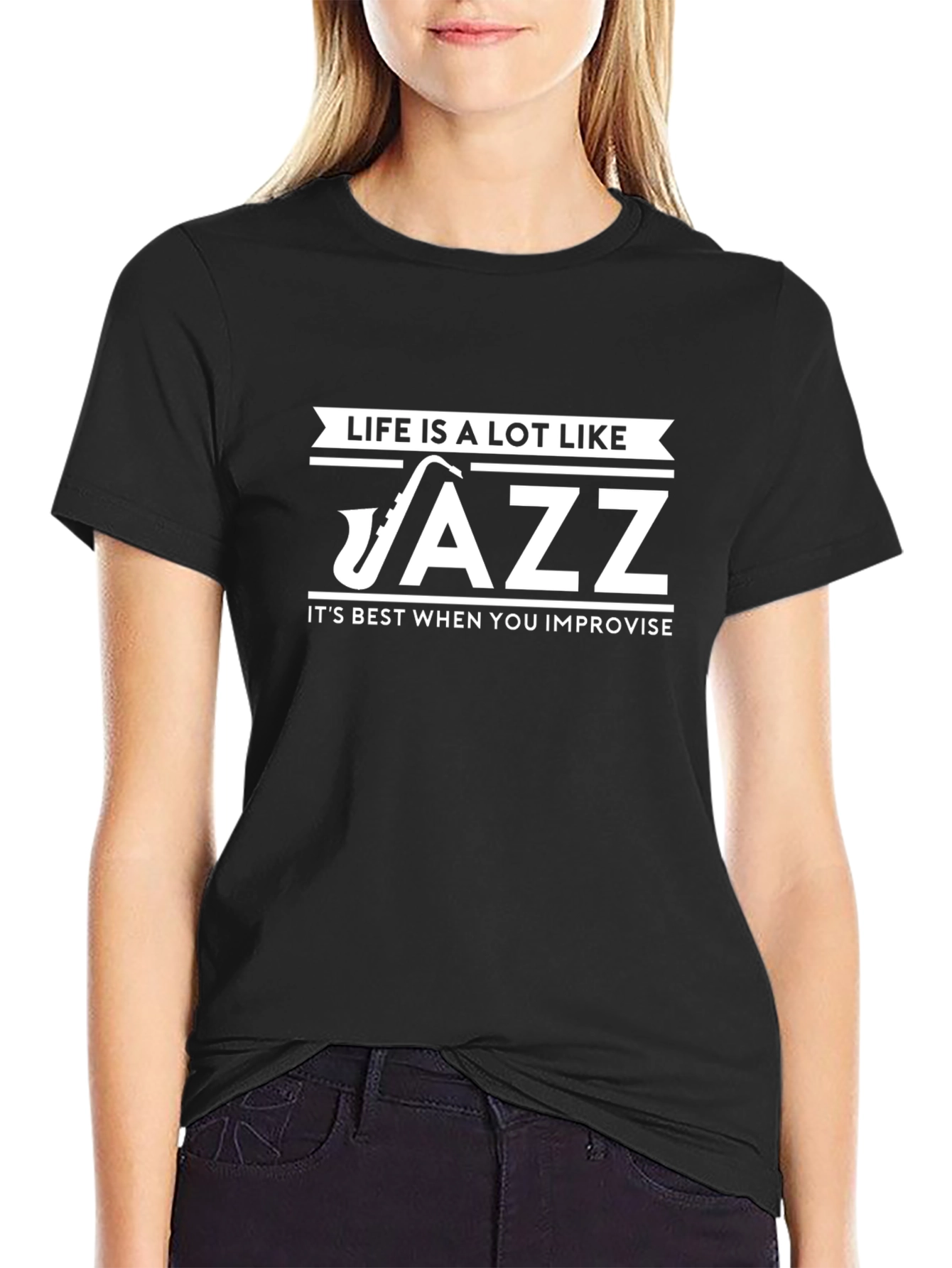 Life is Like Jazz Improv Tee - Black