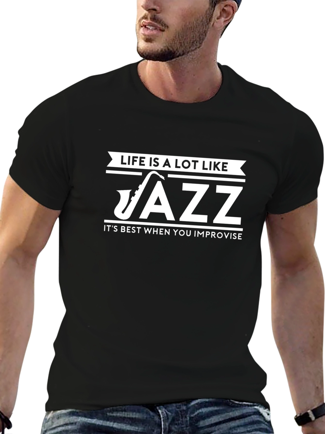Life is Like Jazz Improv Tee - Black