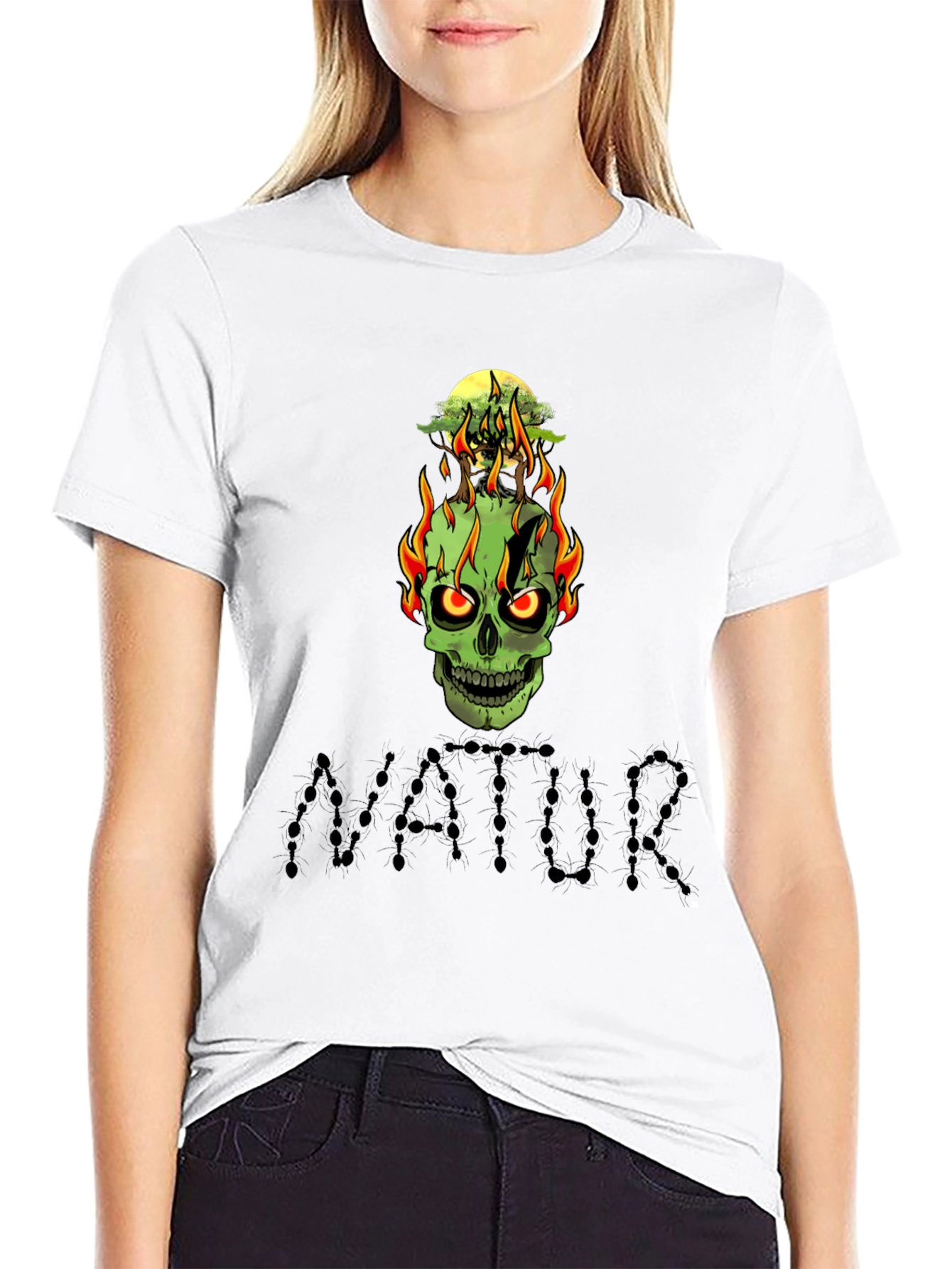 Skull Graphic Tee -  Natur Black T-Shirt