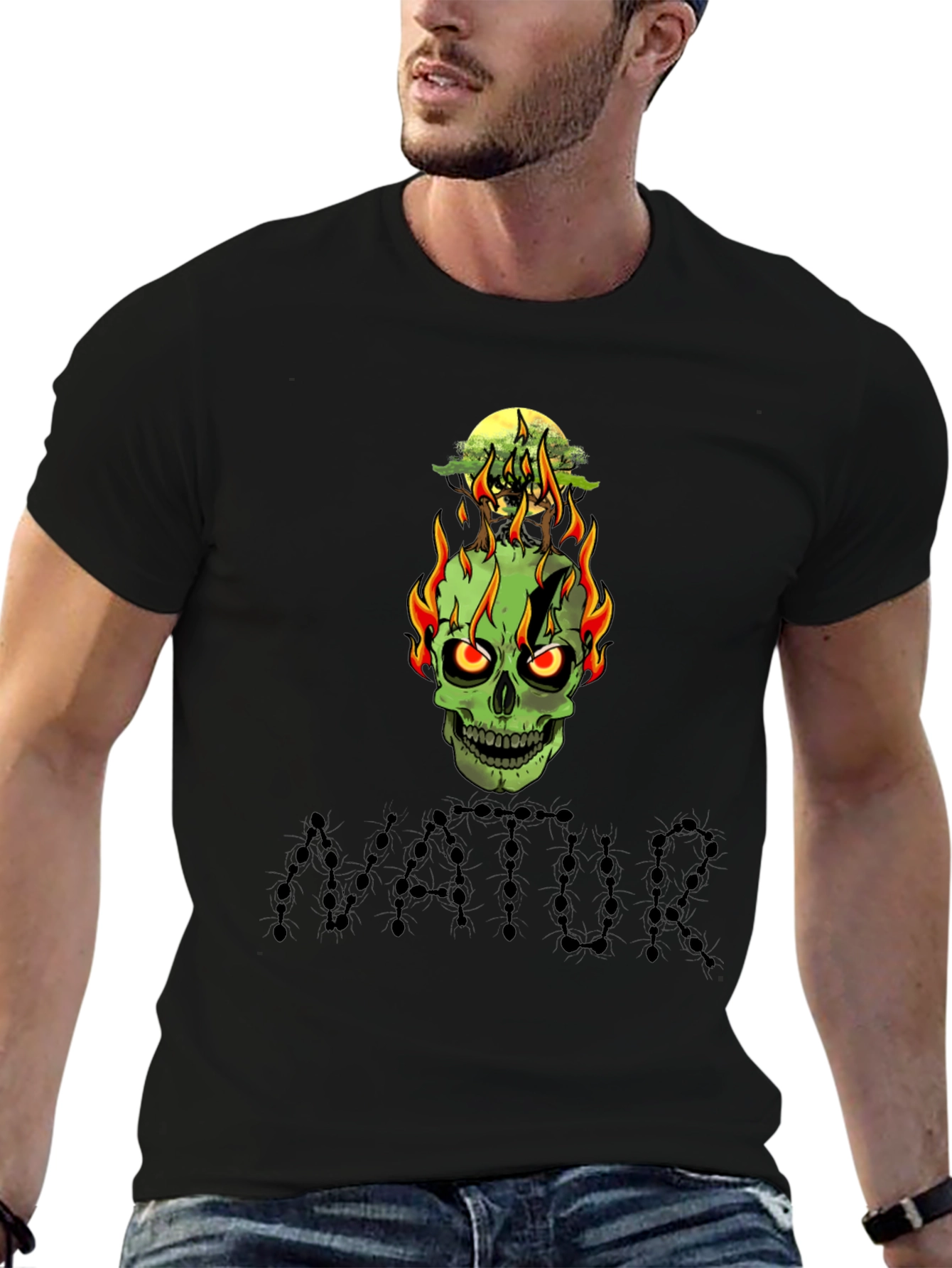 Skull Graphic Tee -  Natur Black T-Shirt