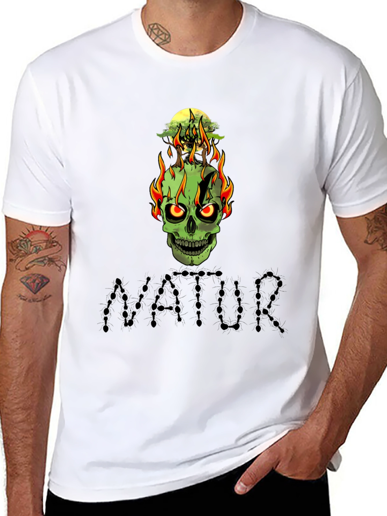 Skull Graphic Tee -  Natur Black T-Shirt