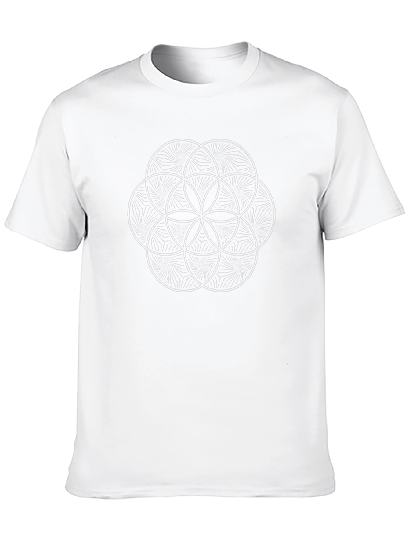 Geometric Flower of Life Graphic Tee - Black