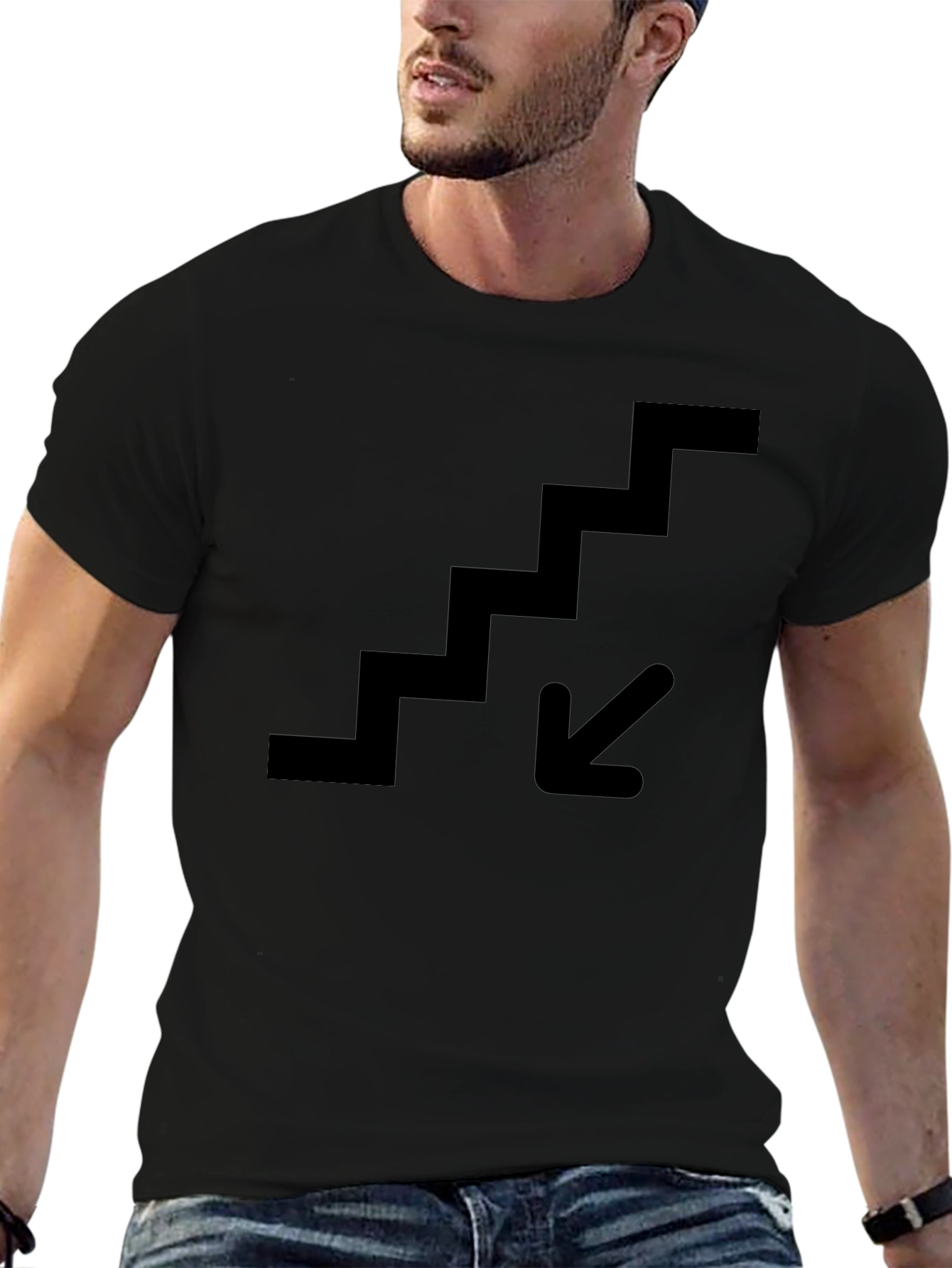 Downstairs Graphic Tee - Black Cotton T-Shirt