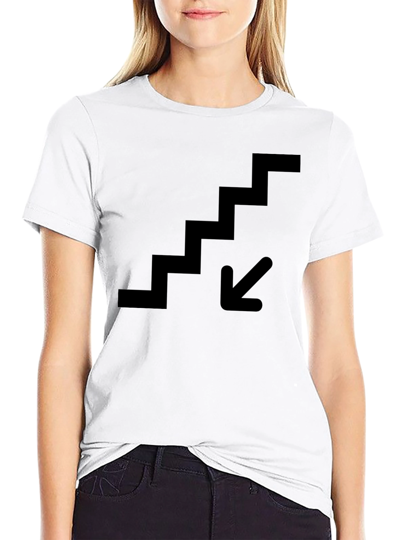 Downstairs Graphic Tee - Black Cotton T-Shirt