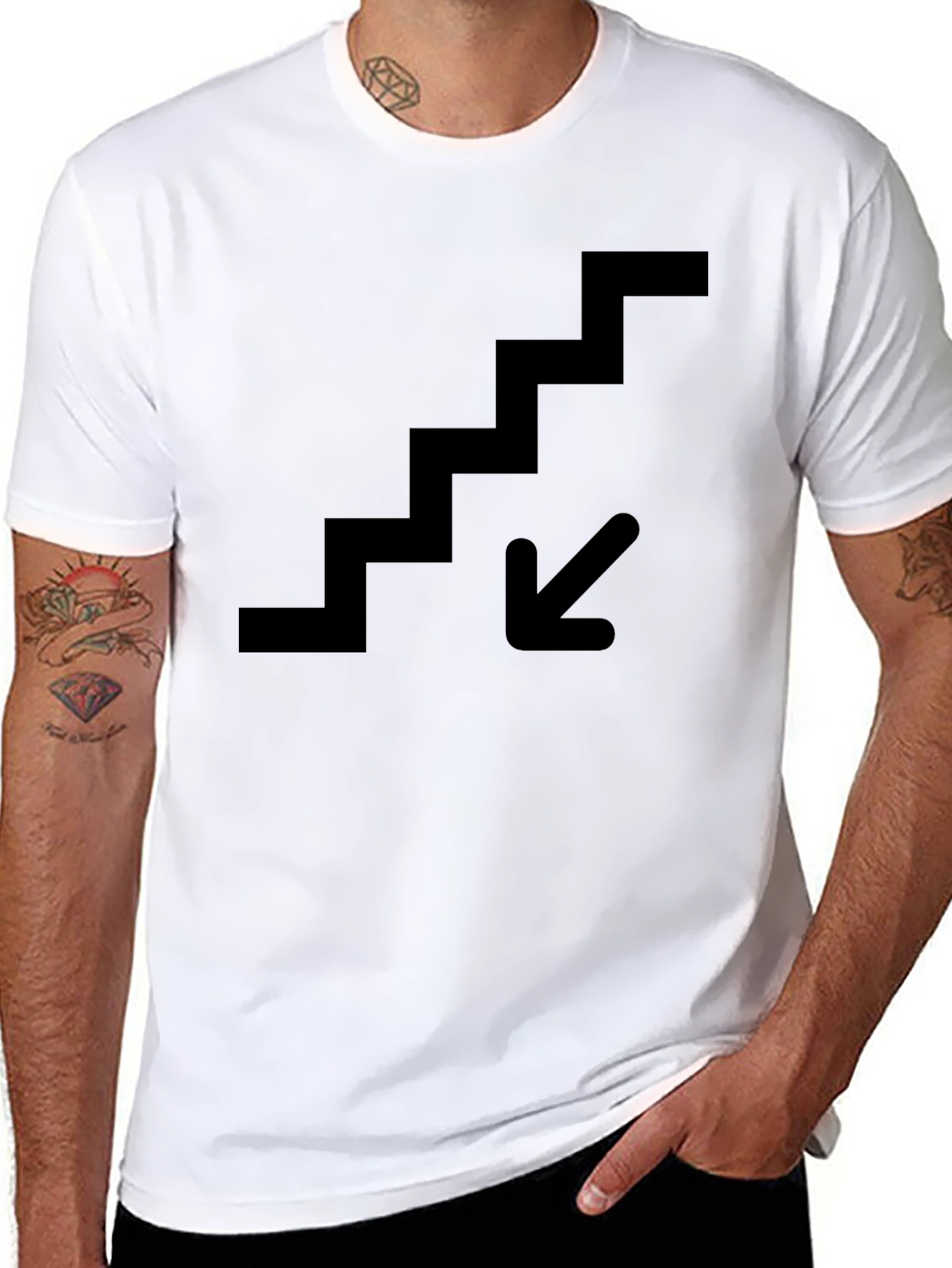Downstairs Graphic Tee - Black Cotton T-Shirt