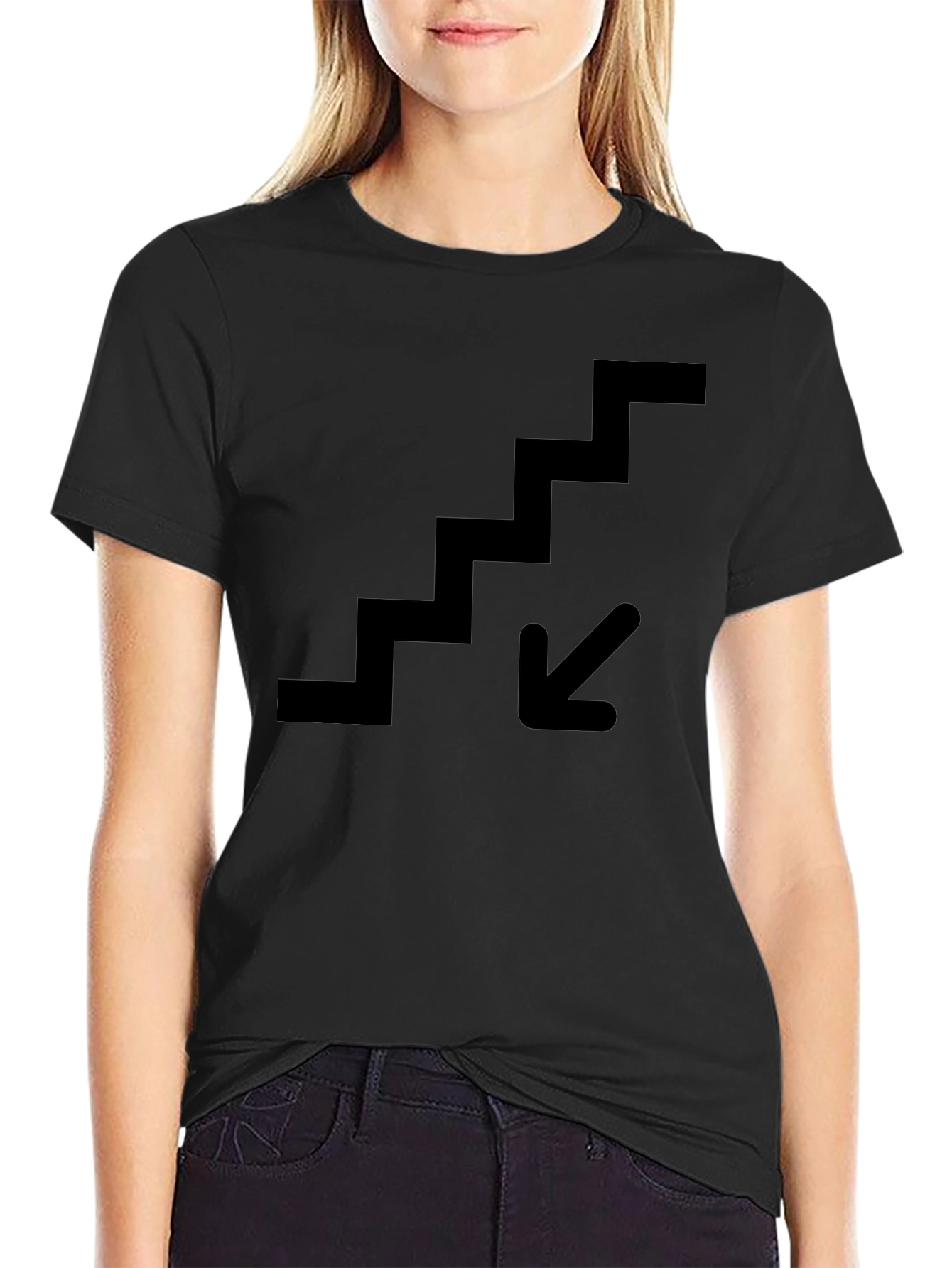 Downstairs Graphic Tee - Black Cotton T-Shirt