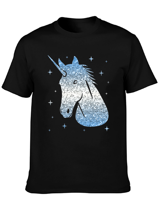 Unicorn Glitter Graphic Tee - Mens Black T-Shirt