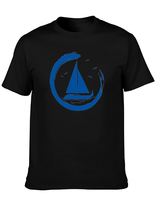 Nautical Sailboat T-Shirt - Zen Circle Design