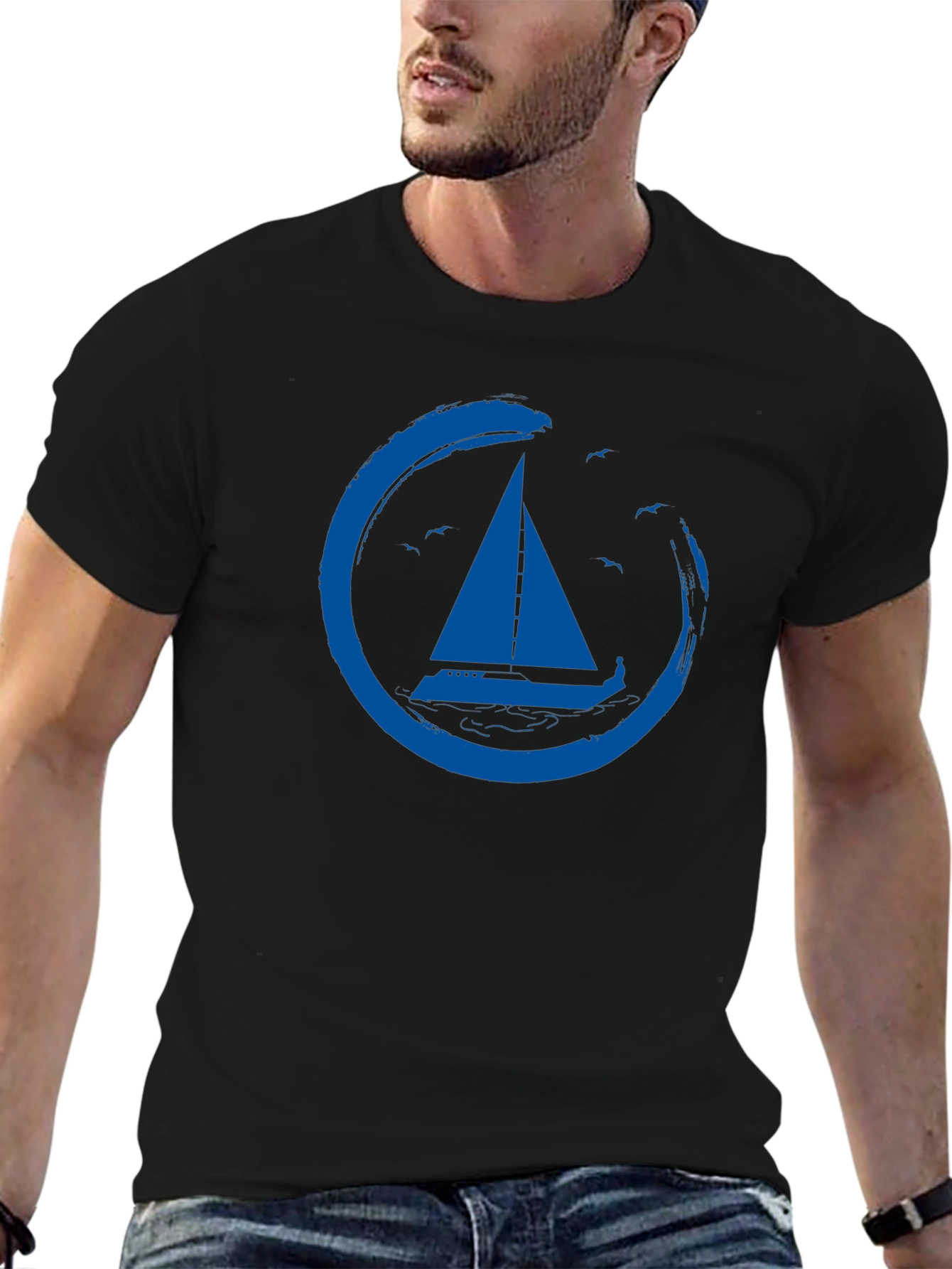 Nautical Sailboat T-Shirt - Zen Circle Design