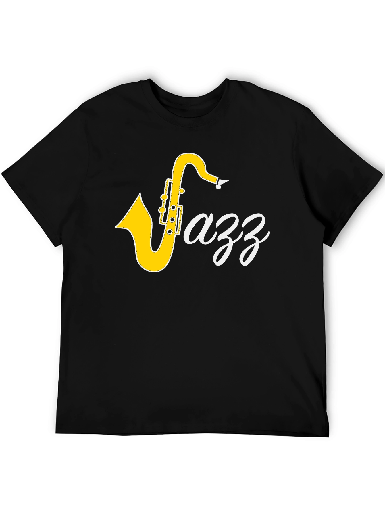 Jazz Saxophone Graphic Tee - Black Cotton T-Shirt