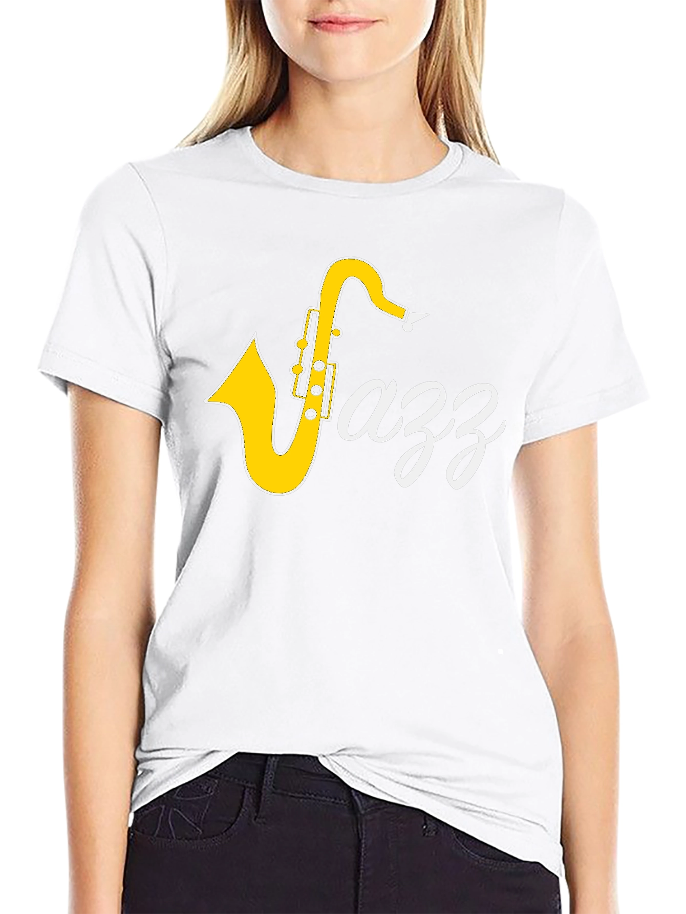 Jazz Saxophone Graphic Tee - Black Cotton T-Shirt