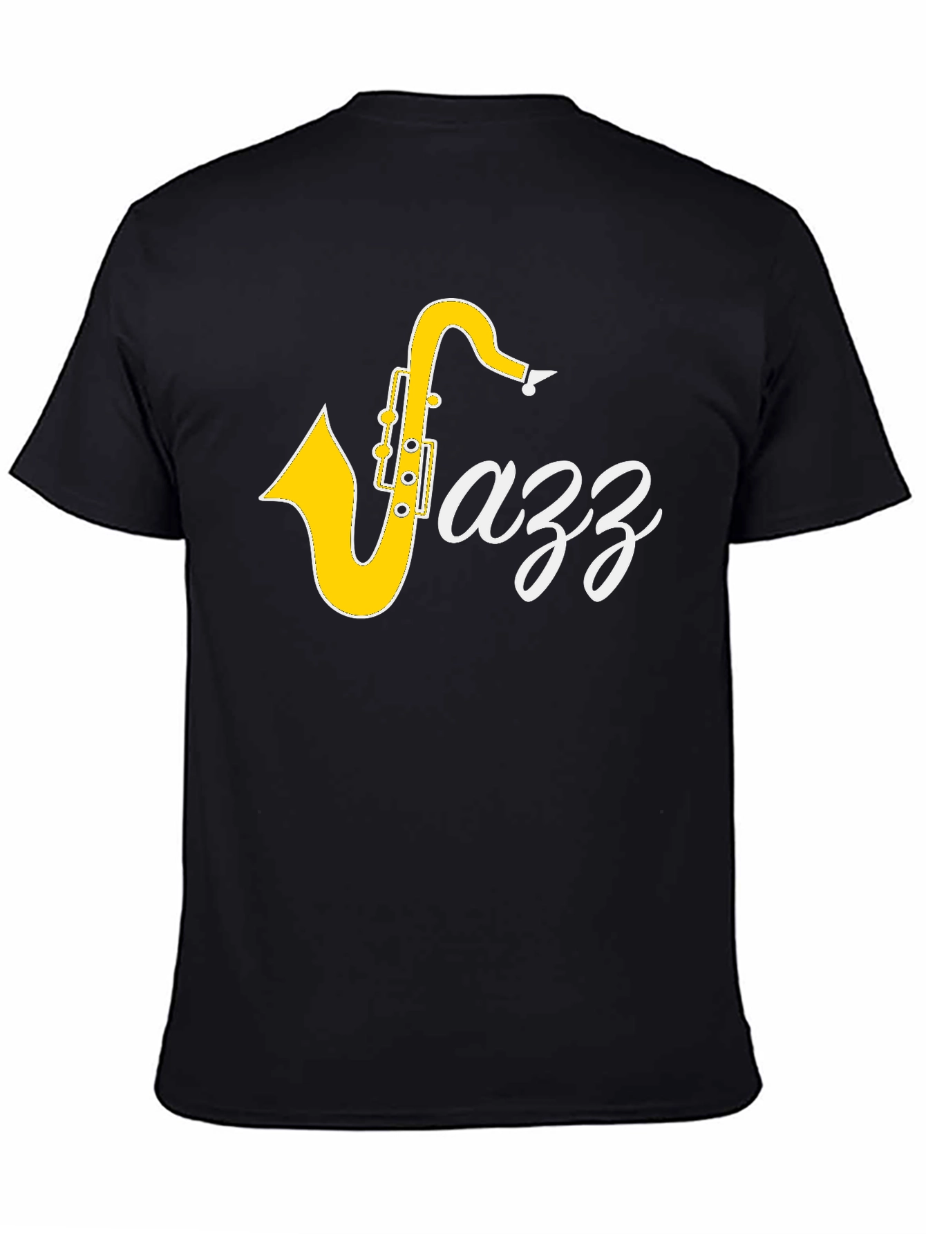 Jazz Saxophone Graphic Tee - Black Cotton T-Shirt