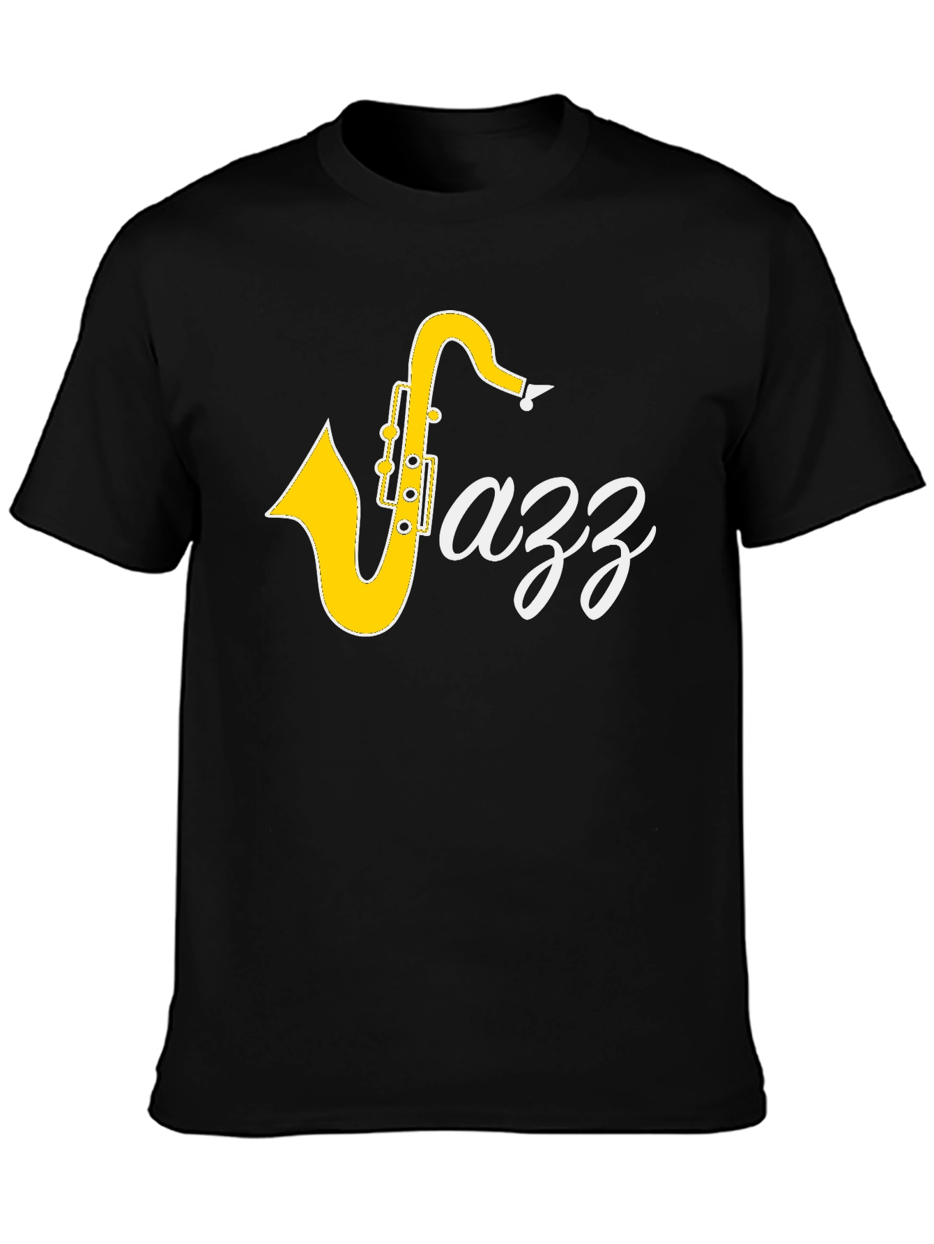 Jazz Saxophone Graphic Tee - Black Cotton T-Shirt