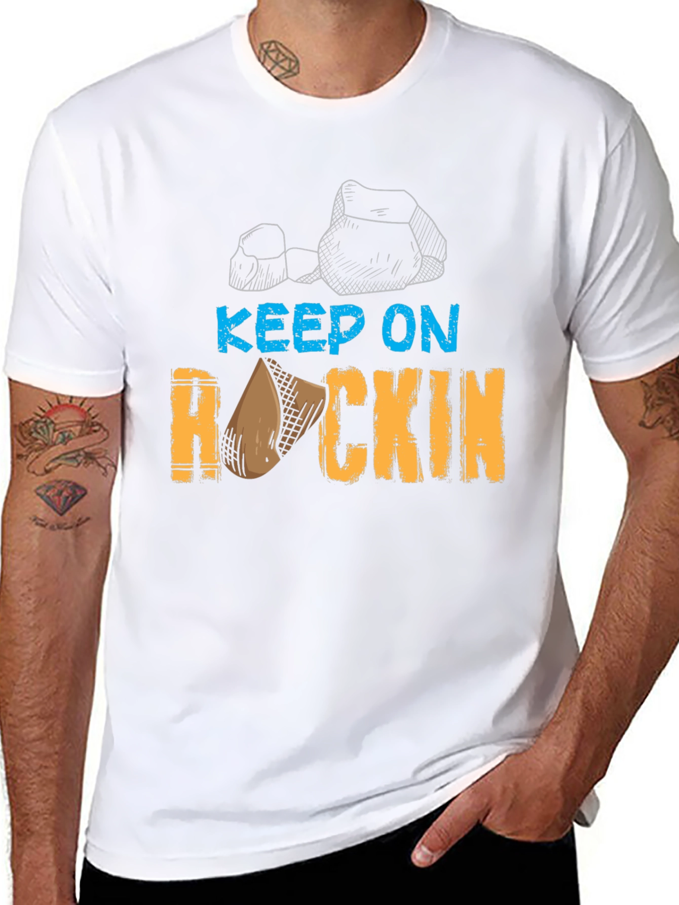 Keep On Rockin T-Shirt - Casual Graphic Tee