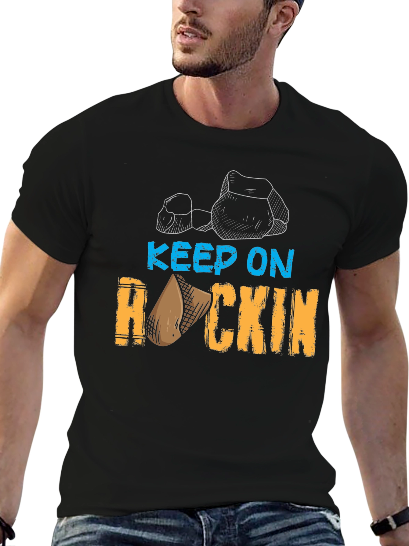 Keep On Rockin T-Shirt - Casual Graphic Tee