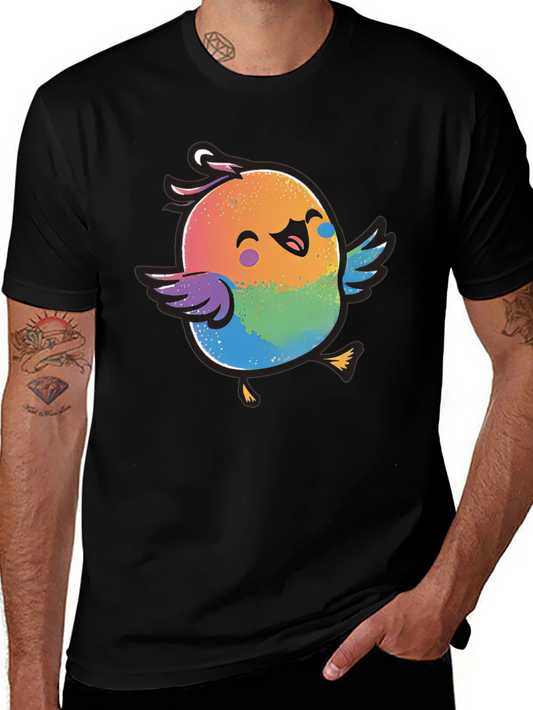 Rainbow Bird Graphic T-Shirt - Cute & Colorful