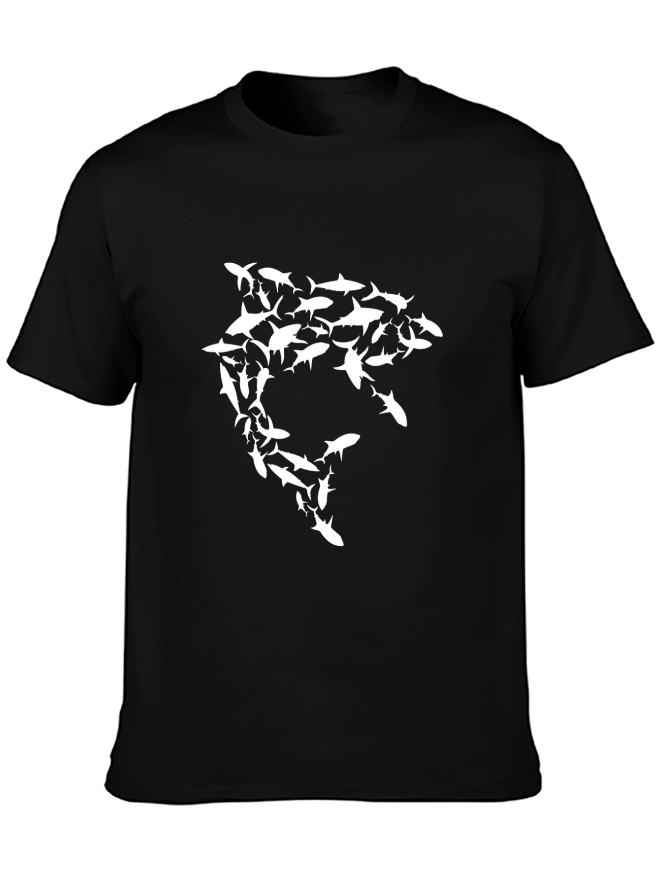 Shark Formation Graphic Tee - Black Cotton Blend
