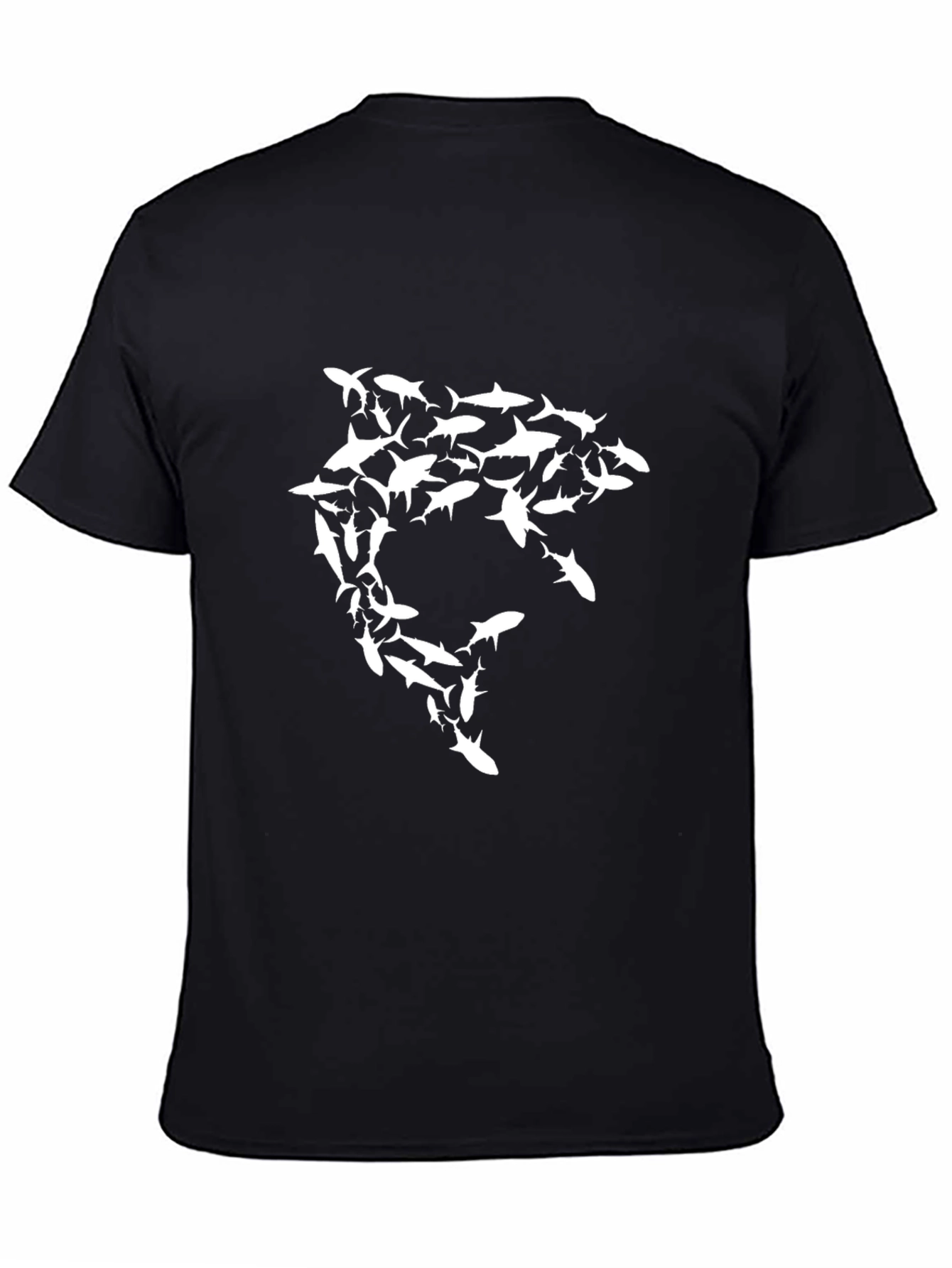 Shark Formation Graphic Tee - Black Cotton Blend