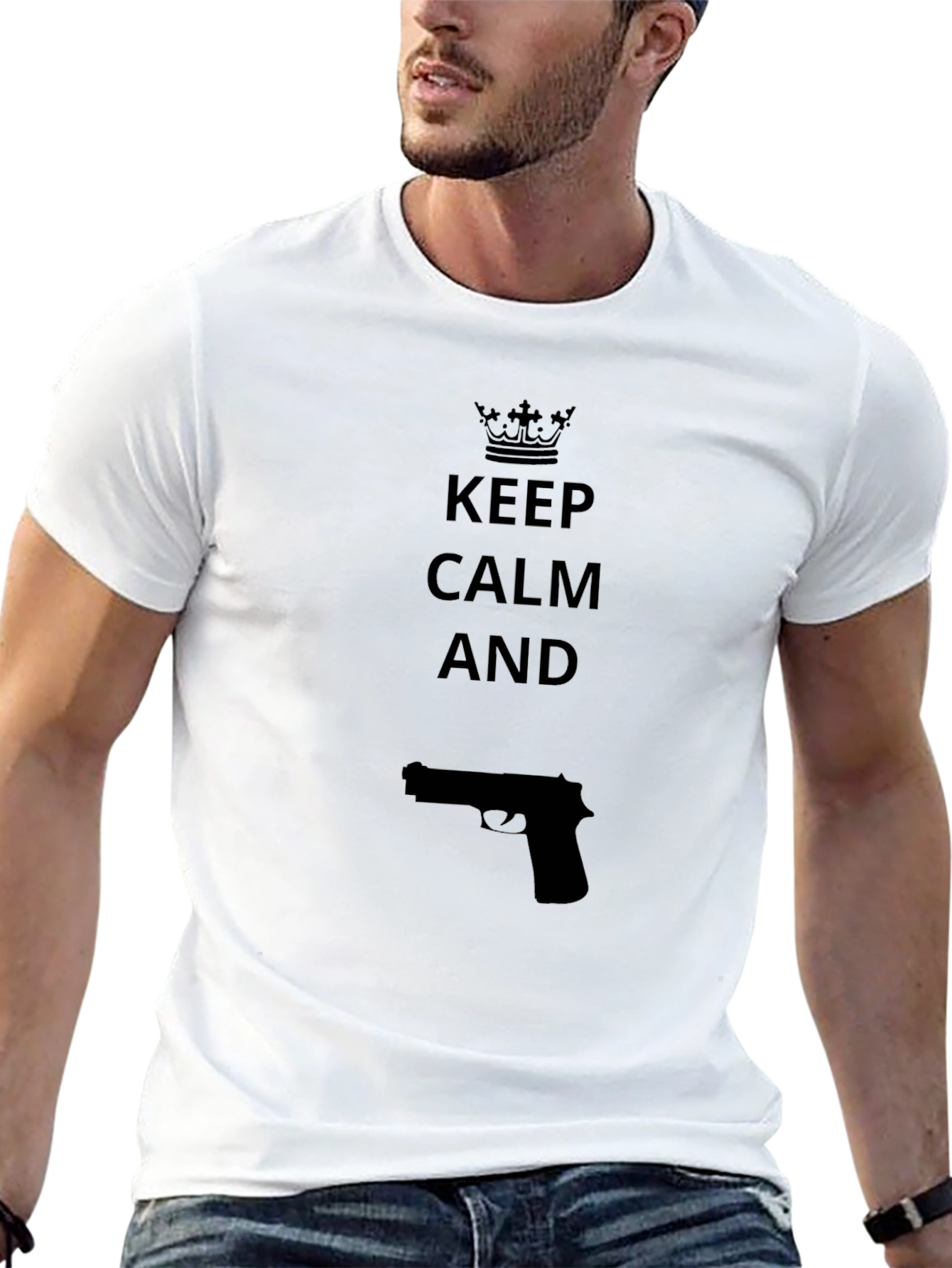 Keep Calm Gun T-Shirt - Edgy Novelty Design