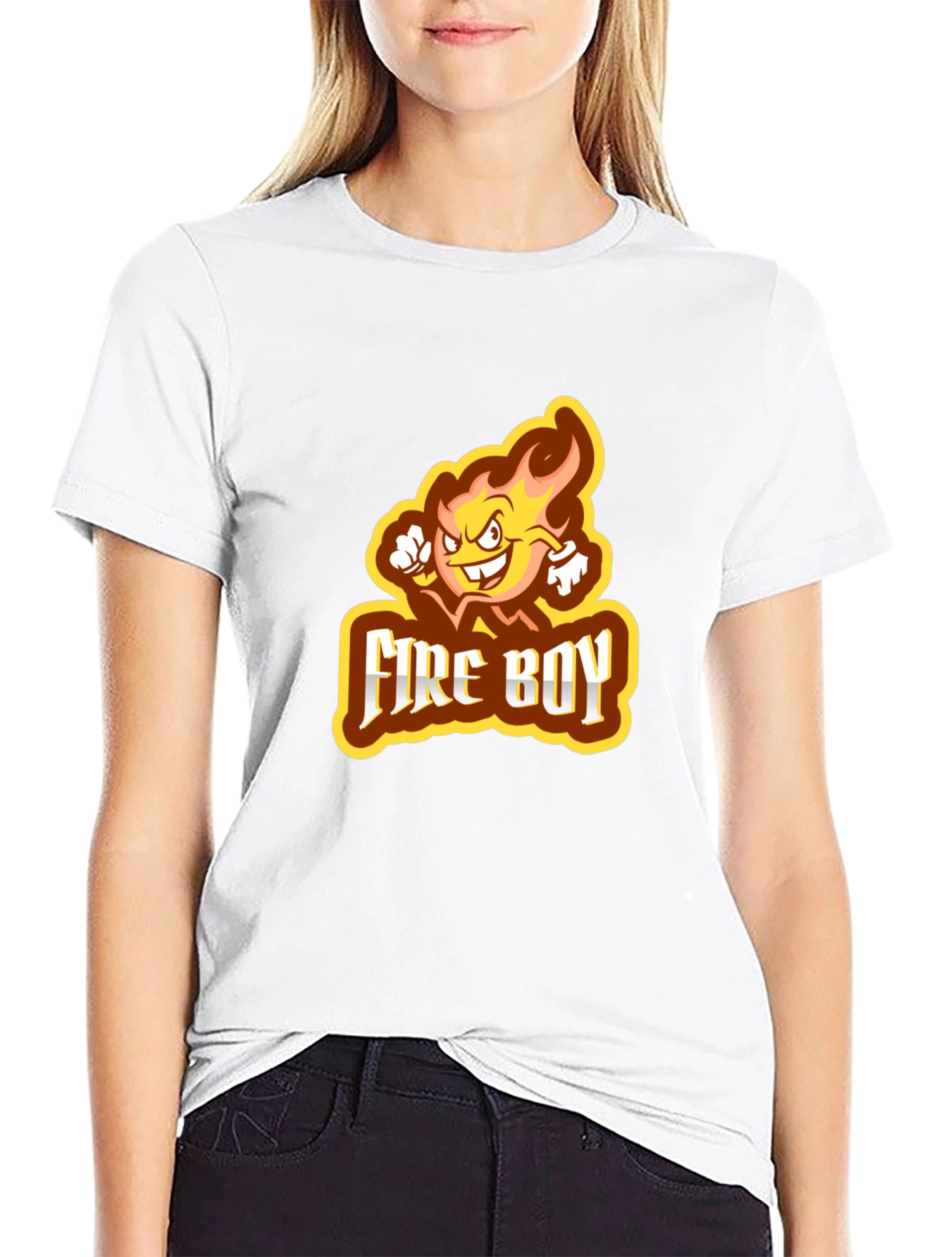 Fire Boy Graphic Print Black T-Shirt