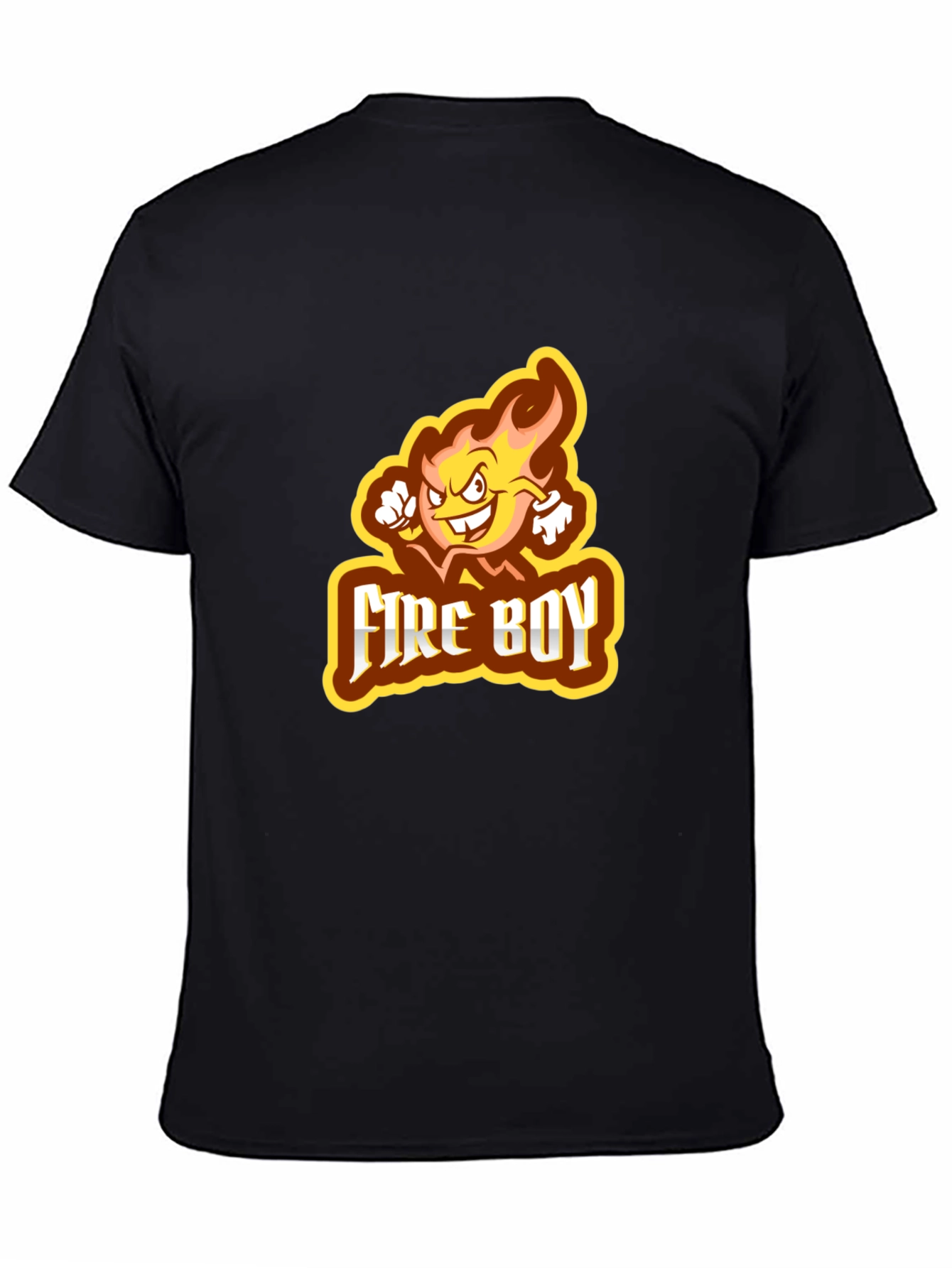 Fire Boy Graphic Print Black T-Shirt