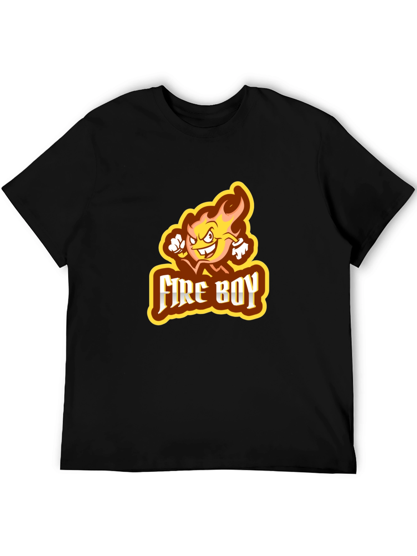 Fire Boy Graphic Print Black T-Shirt