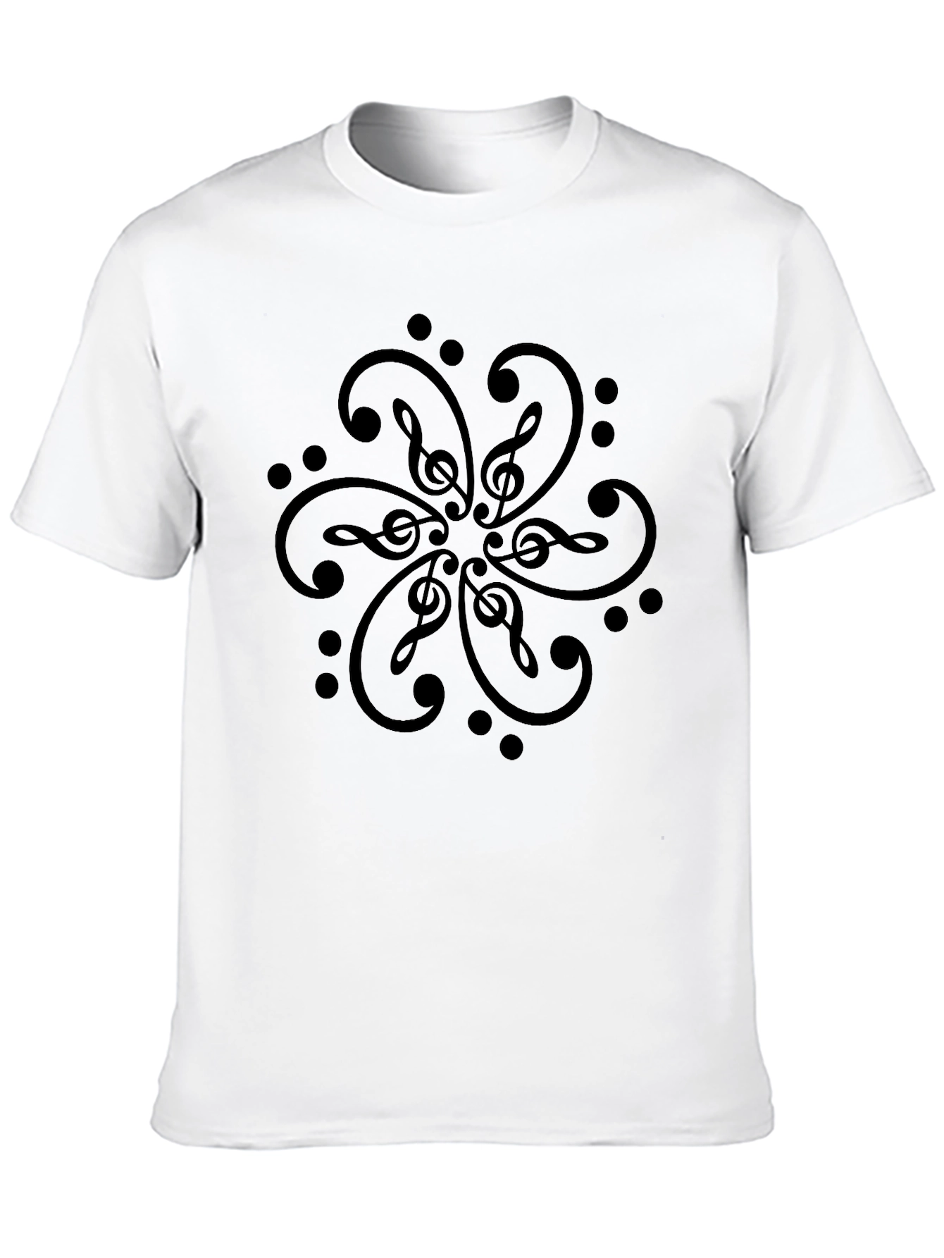 Musical Clef Mandala Black T-Shirt