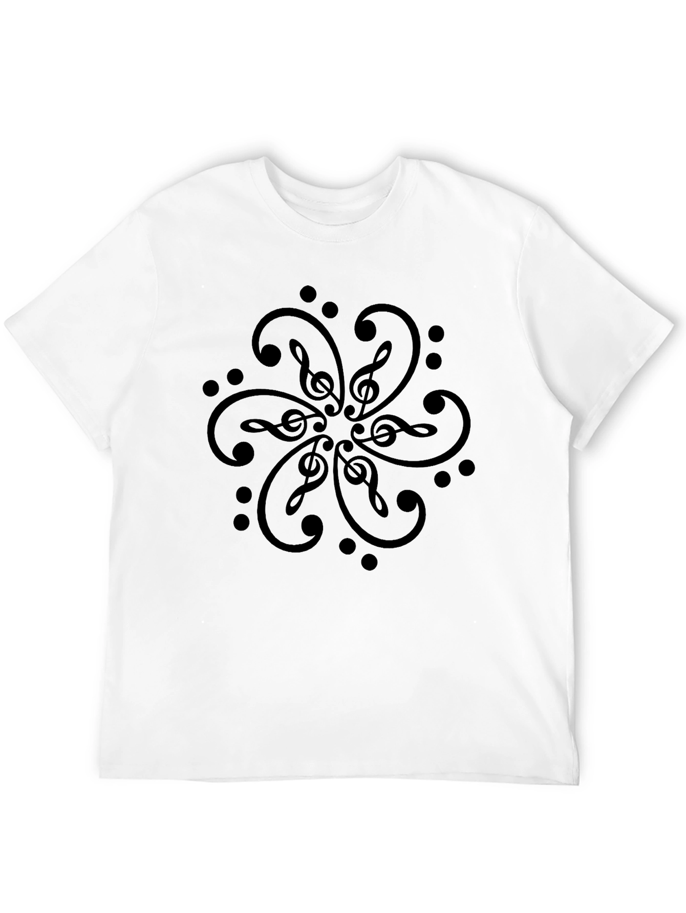 Musical Clef Mandala Black T-Shirt