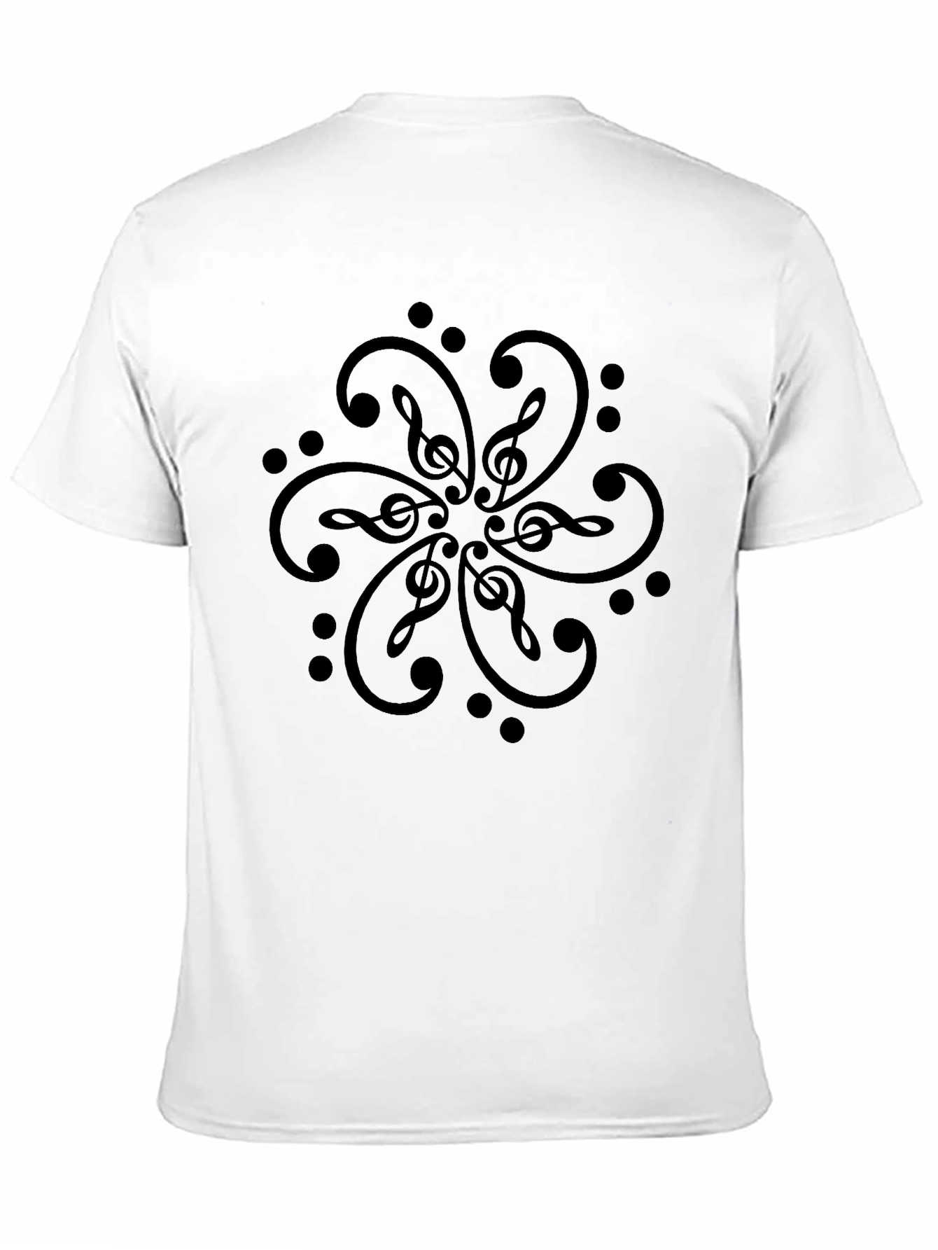 Musical Clef Mandala Black T-Shirt