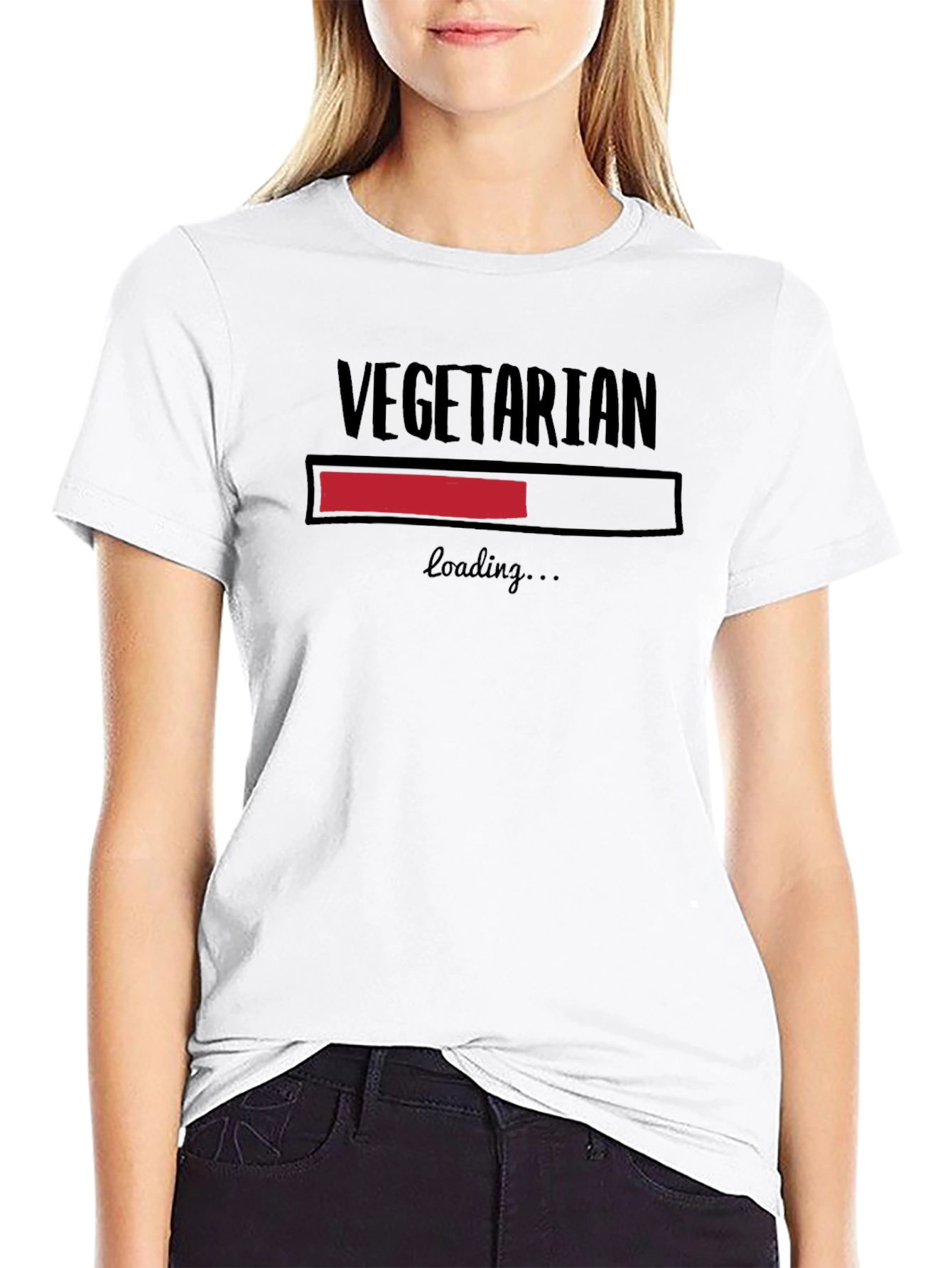 Vegetarian Loading Funny T-Shirt - Black