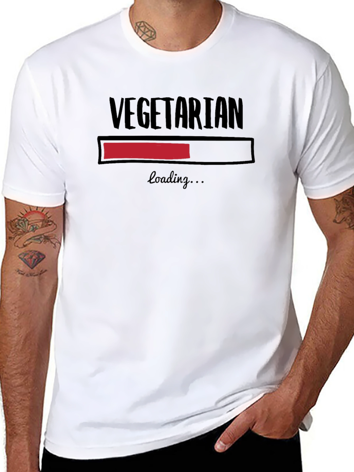 Vegetarian Loading Funny T-Shirt - Black