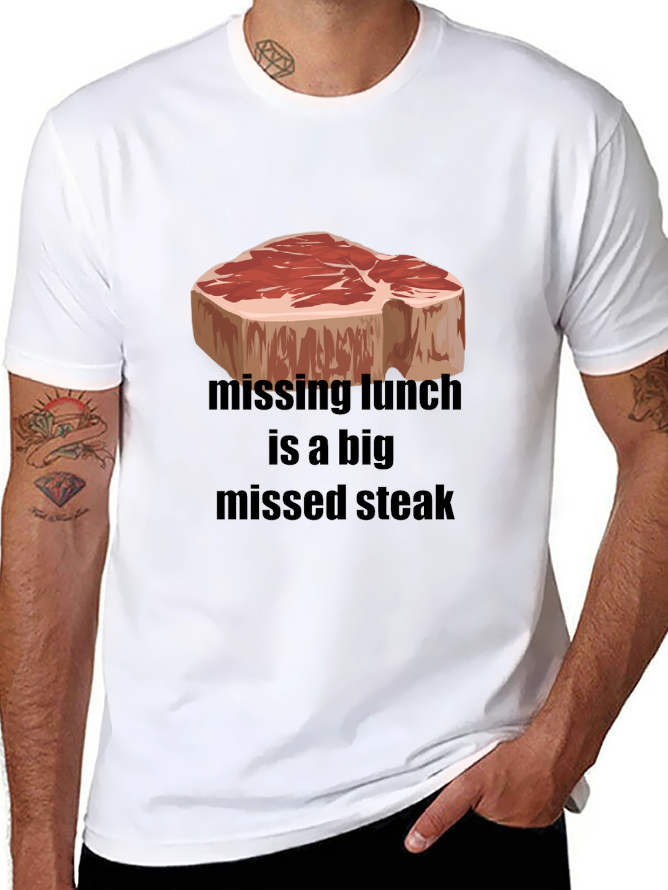 Funny Steak T-Shirt - Missing Lunch Missed Steak Tee