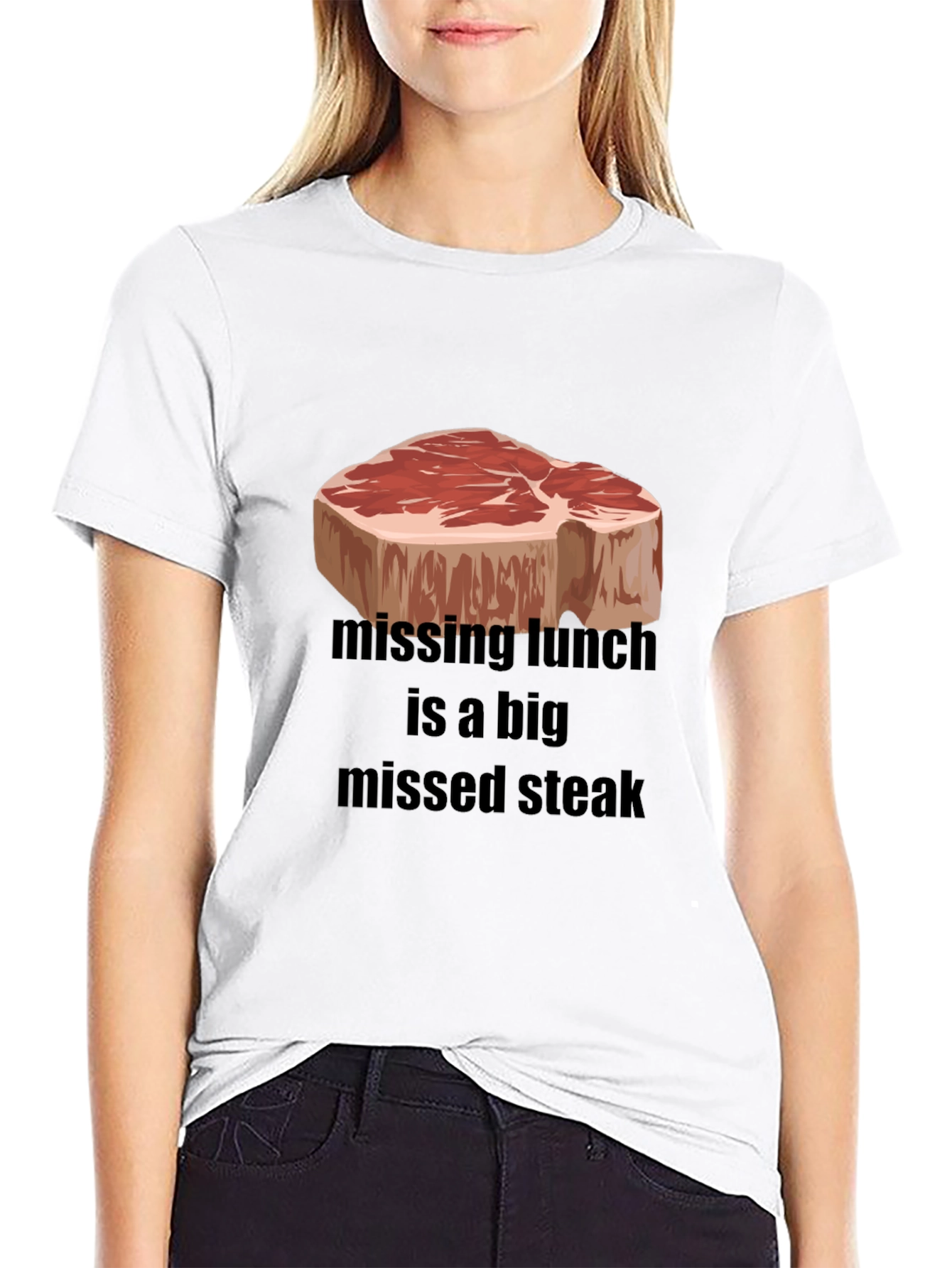 Funny Steak T-Shirt - Missing Lunch Missed Steak Tee